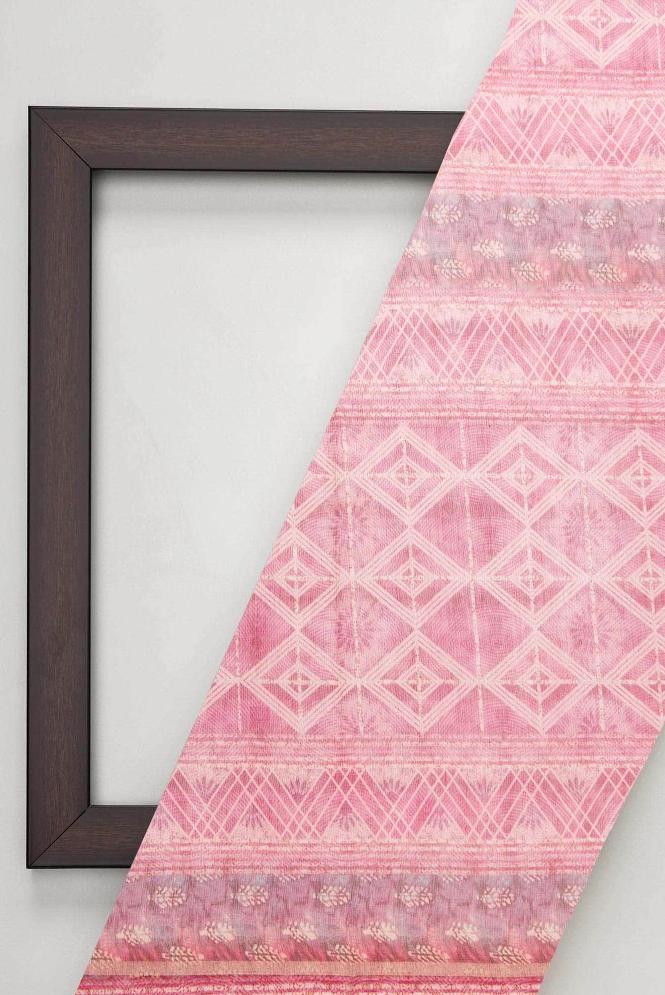 Pink Chanderi Silk Dress Material