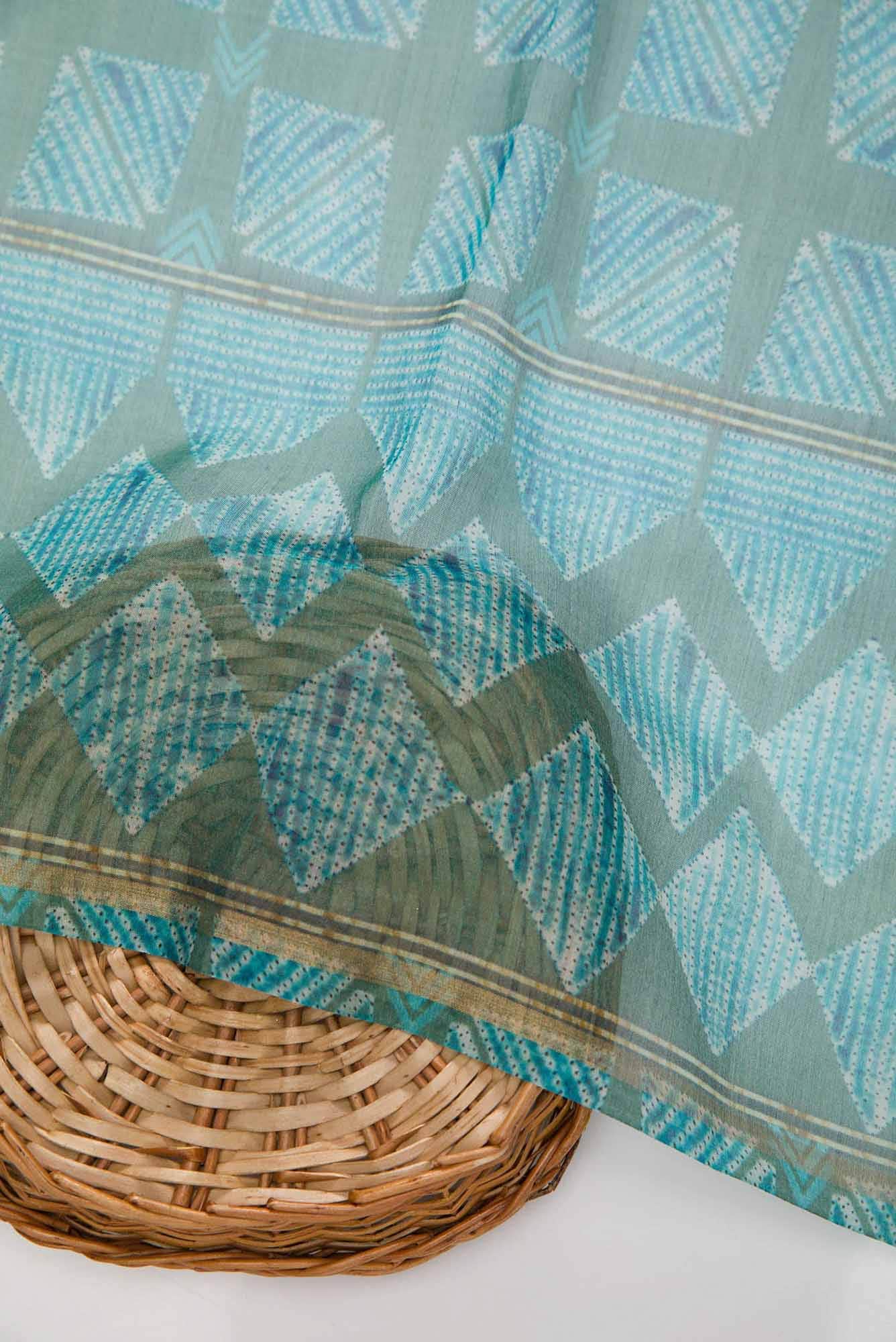 Blue Chanderi Silk Dress Material