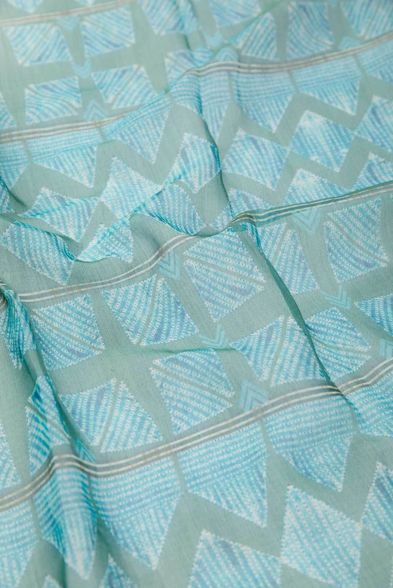 Blue Chanderi Silk Dress Material