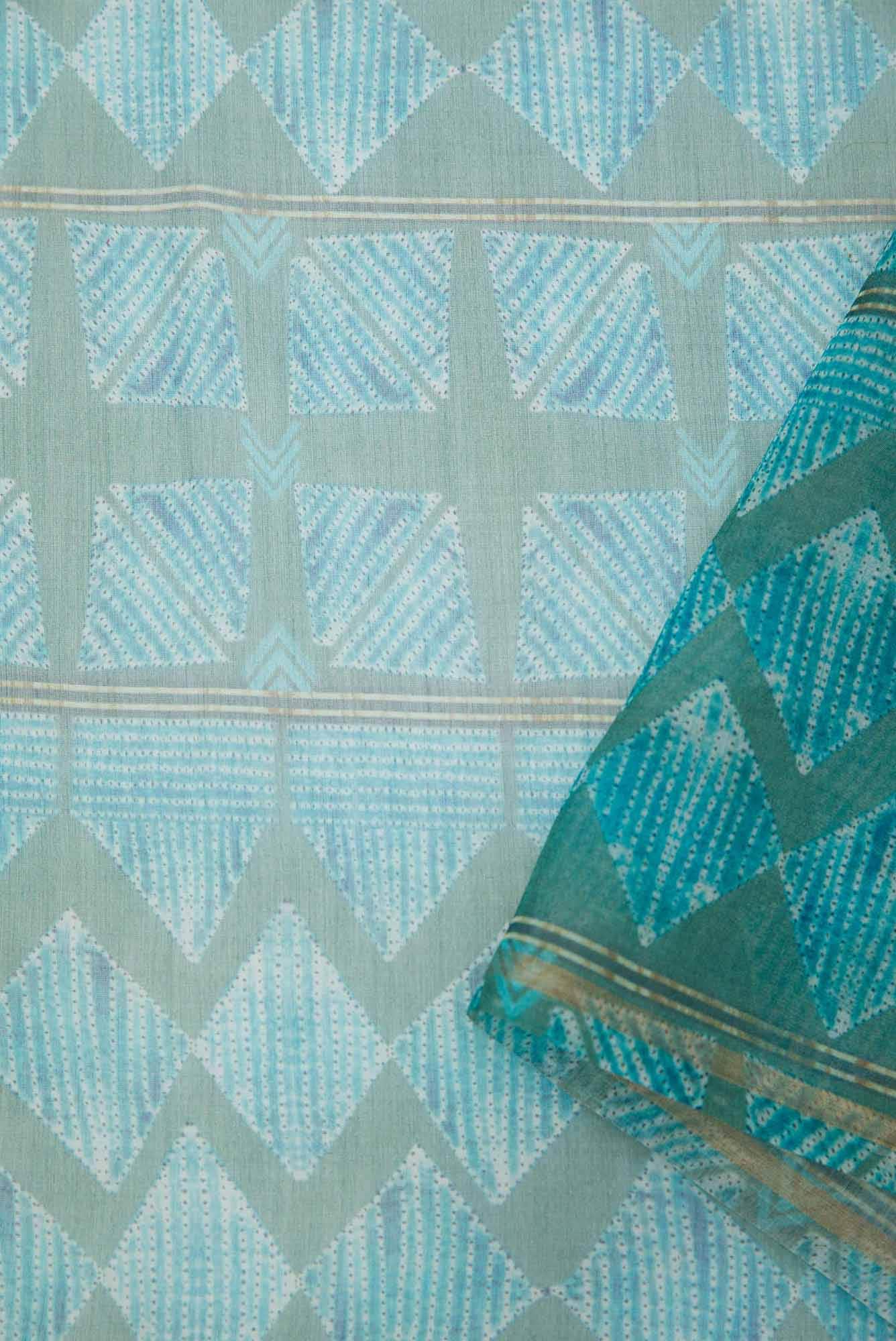 Blue Chanderi Silk Dress Material