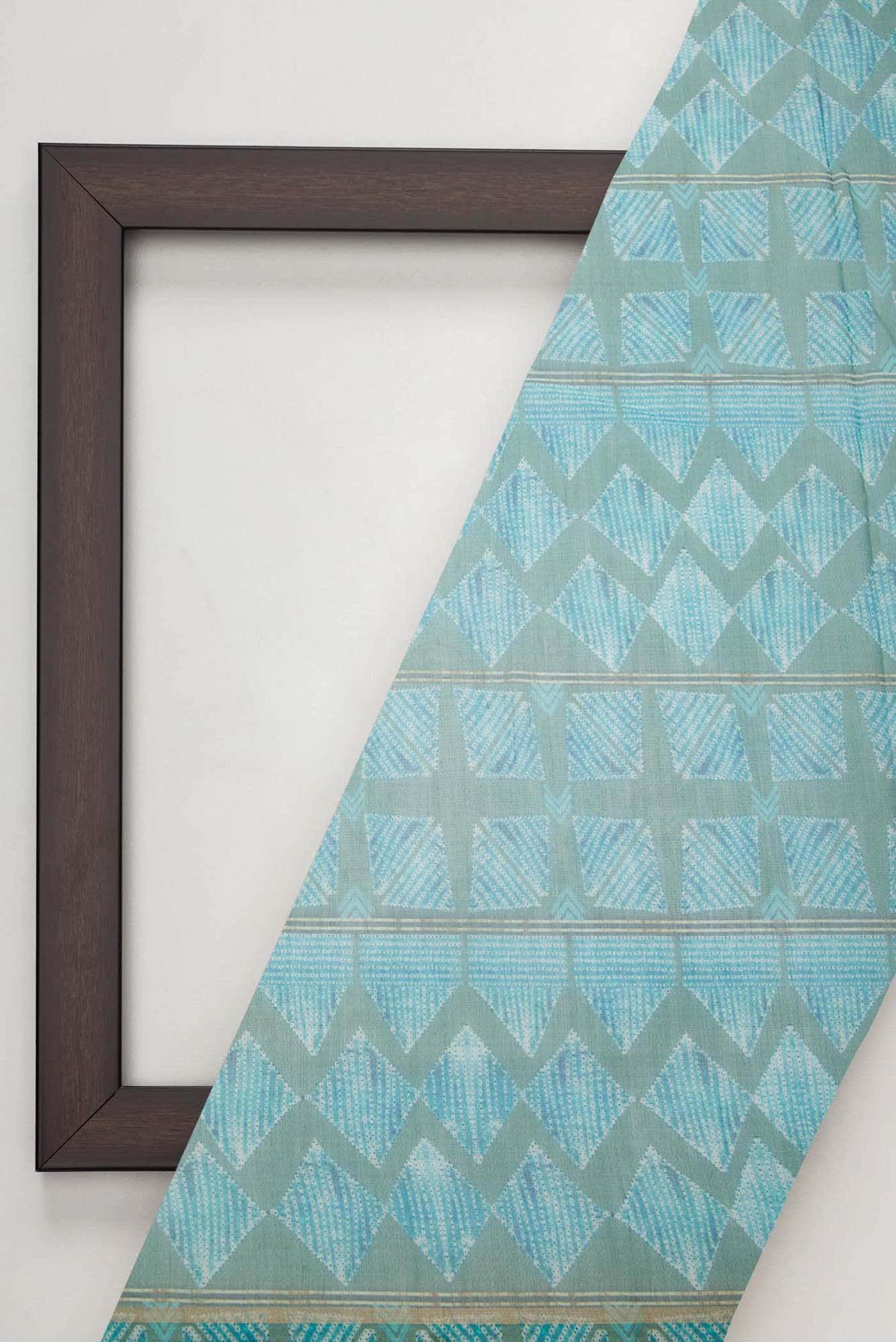 Blue Chanderi Silk Dress Material