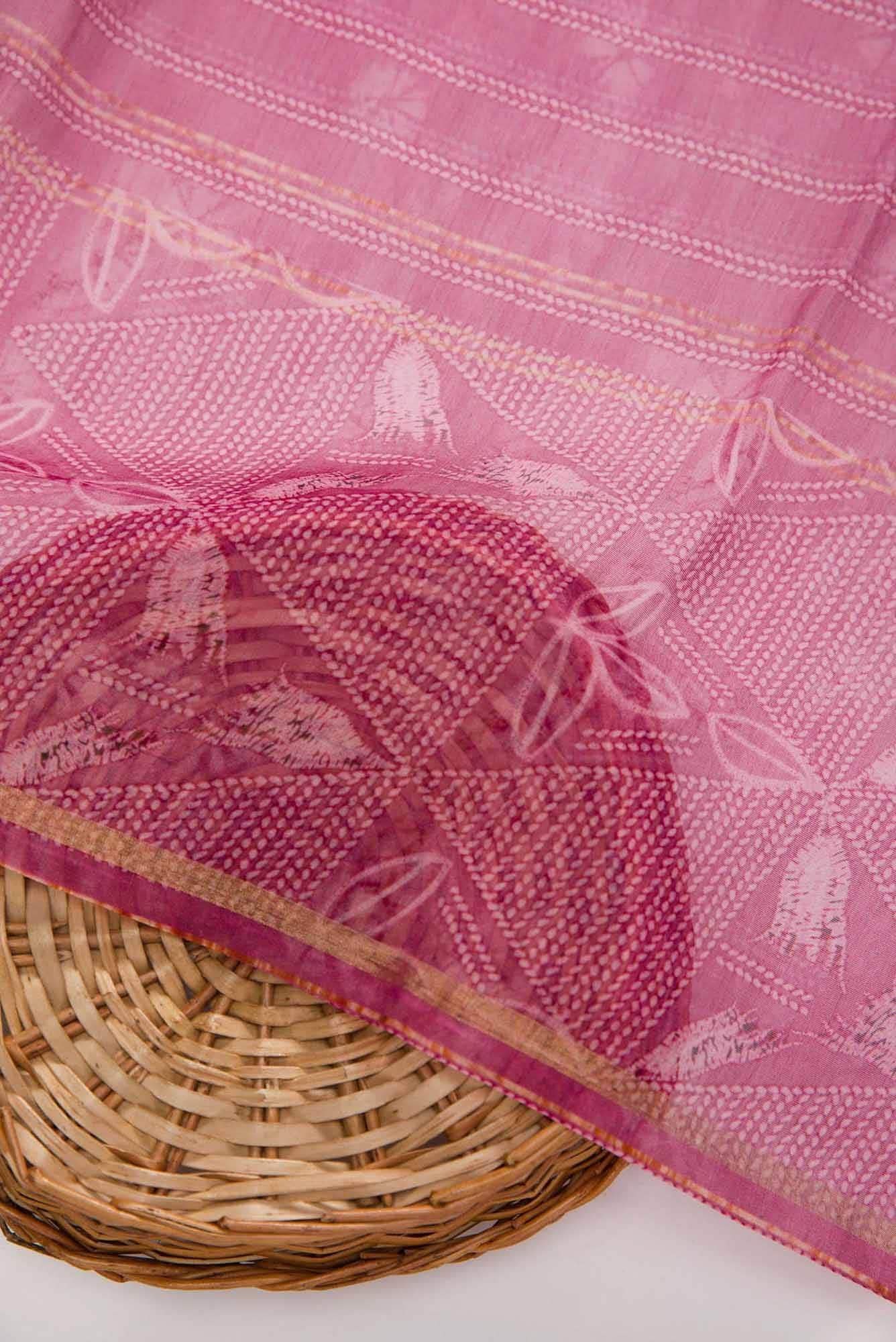 Pink Chanderi Silk Dress Material