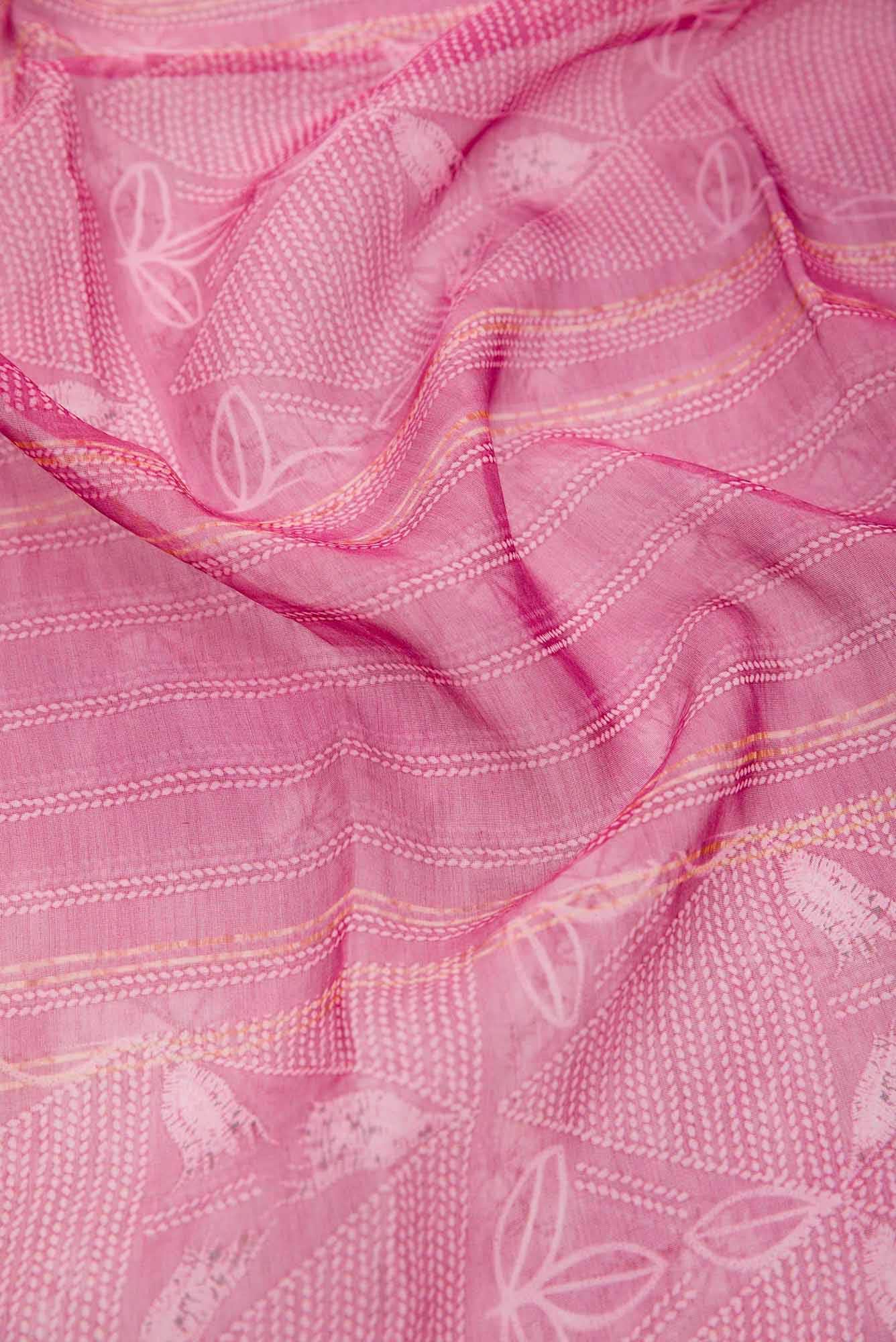 Pink Chanderi Silk Dress Material