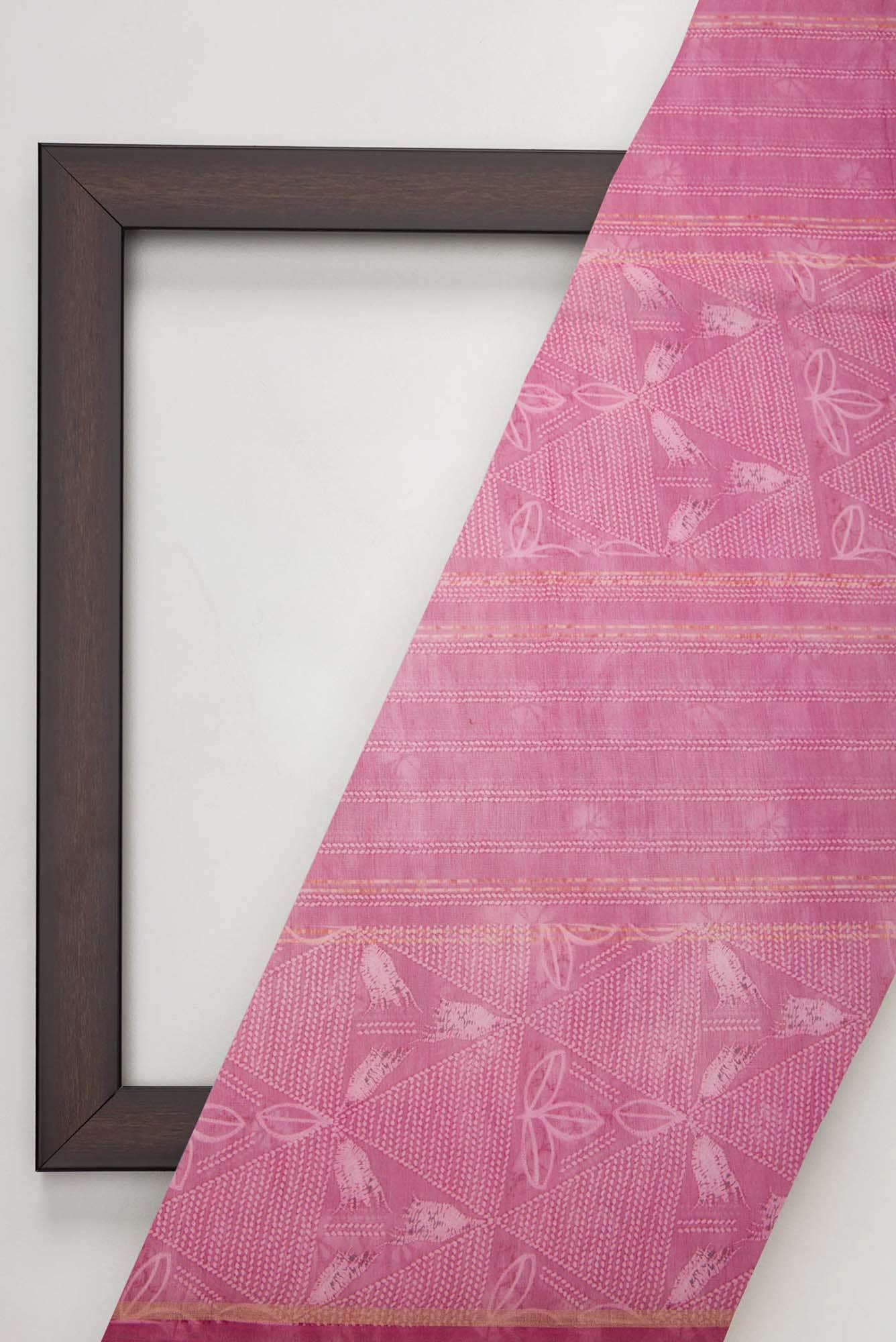 Pink Chanderi Silk Dress Material
