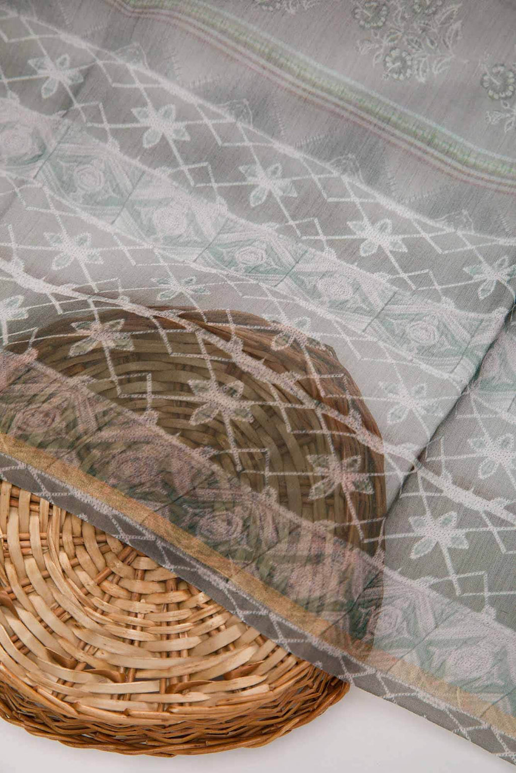 Green Chanderi Silk Dress Material
