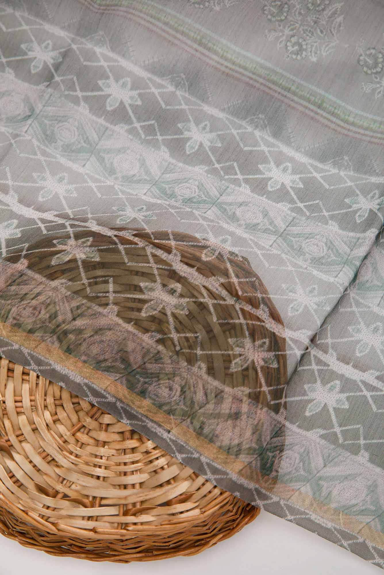 Green Chanderi Silk Dress Material