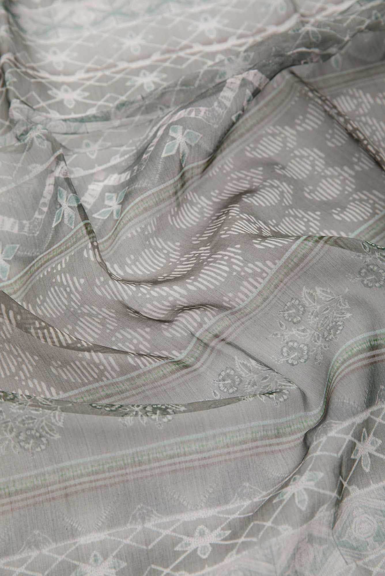 Green Chanderi Silk Dress Material