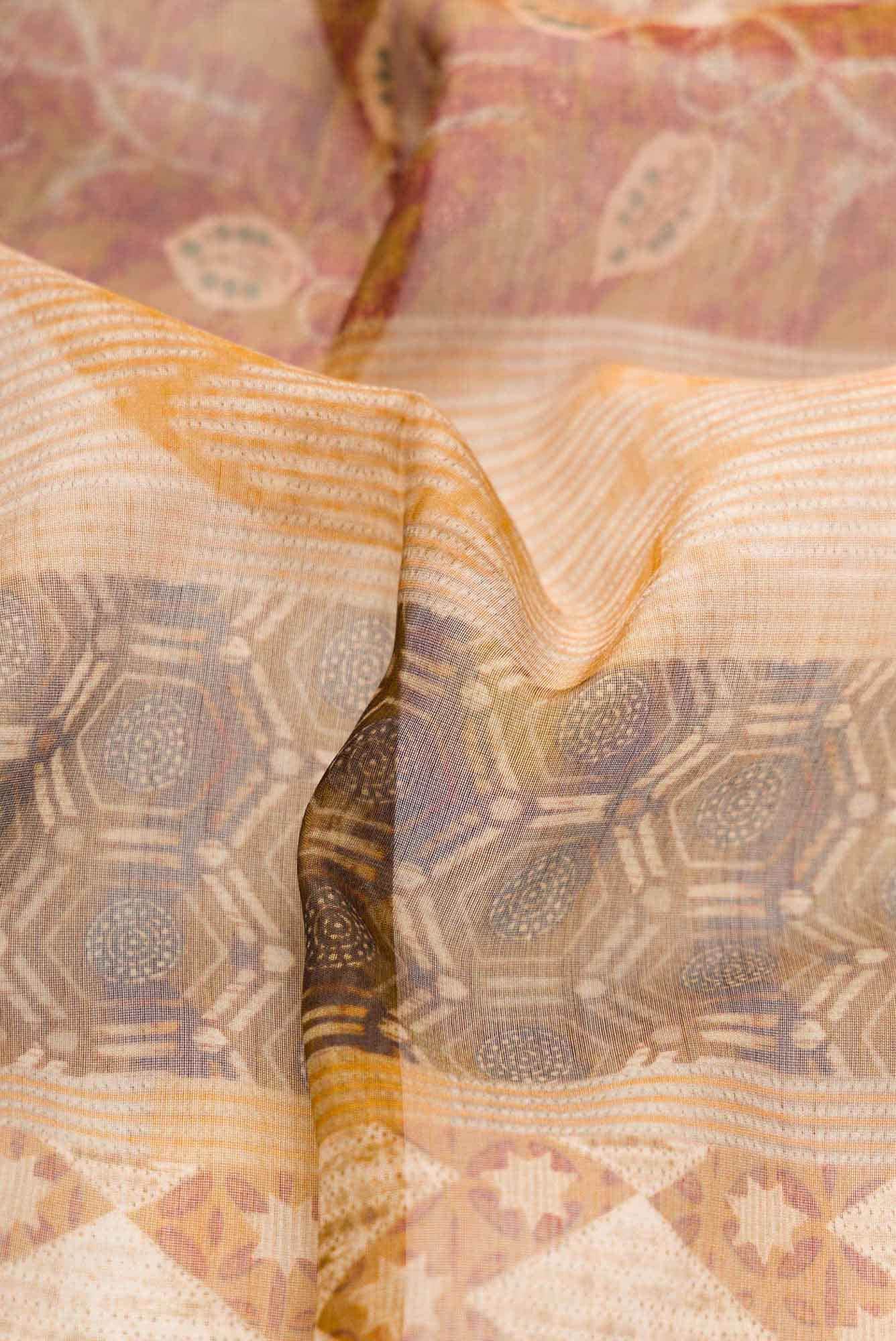 Mustard Chanderi Silk Dress Material