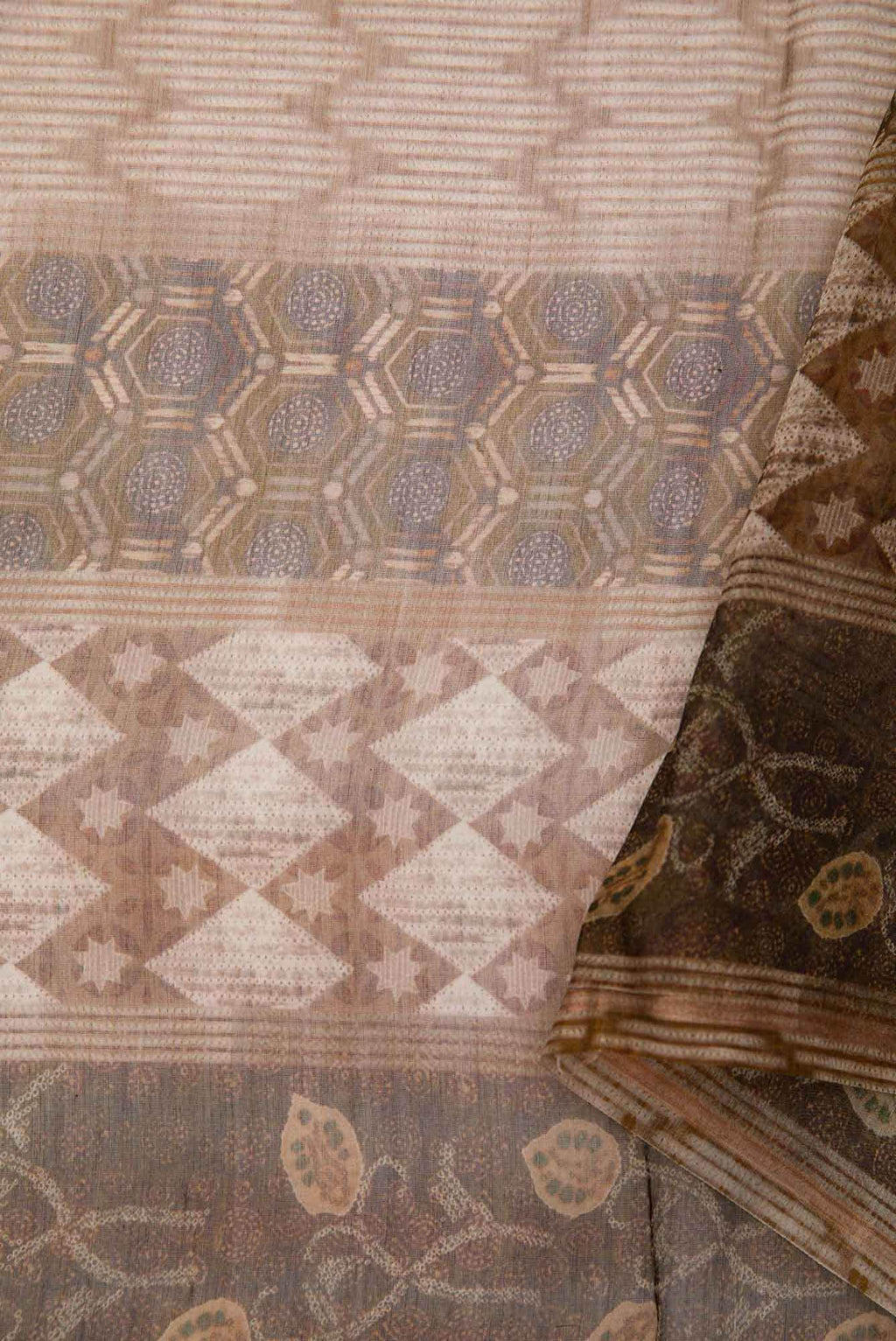 Brown Chanderi Silk Dress Material