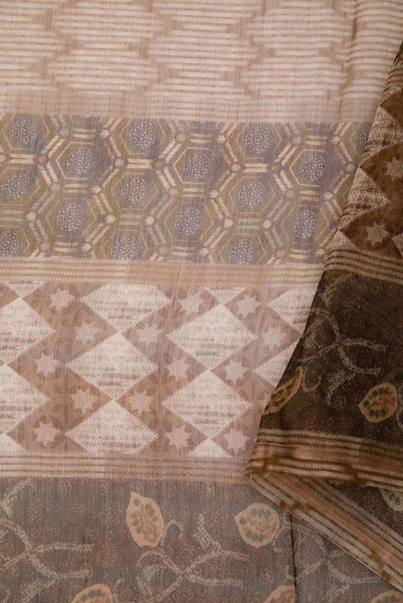 Brown Chanderi Silk Dress Material