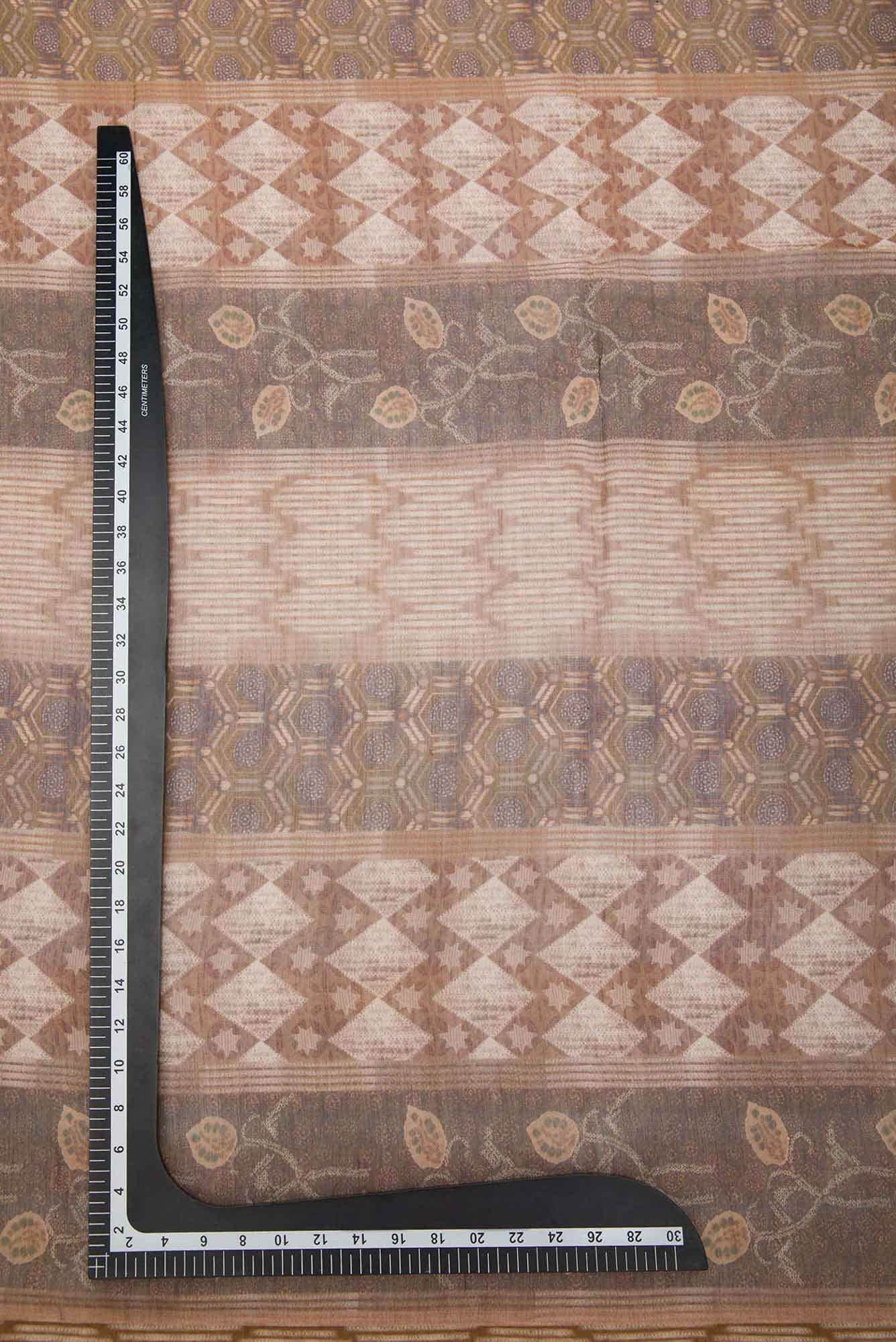 Brown Chanderi Silk Dress Material