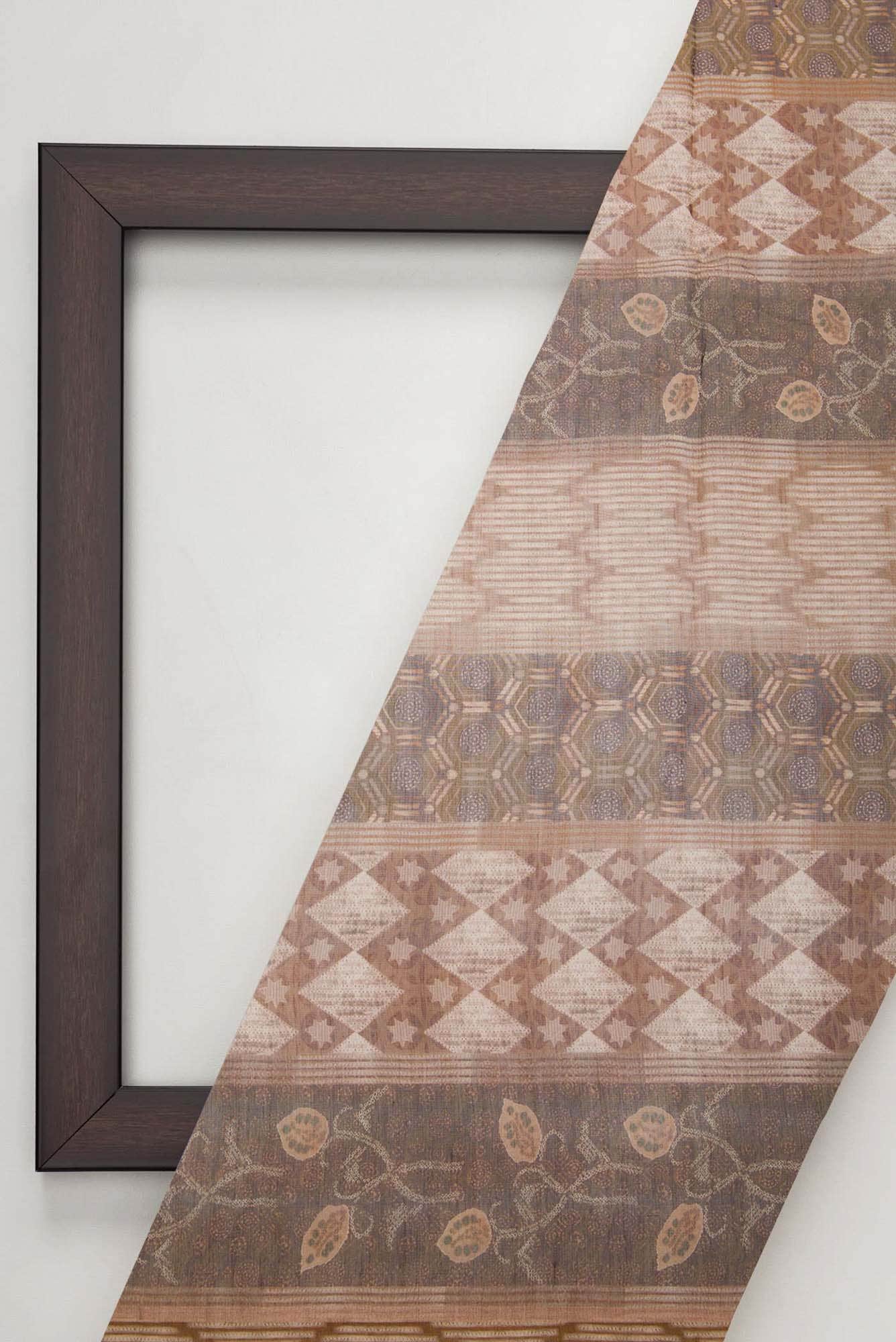 Brown Chanderi Silk Dress Material