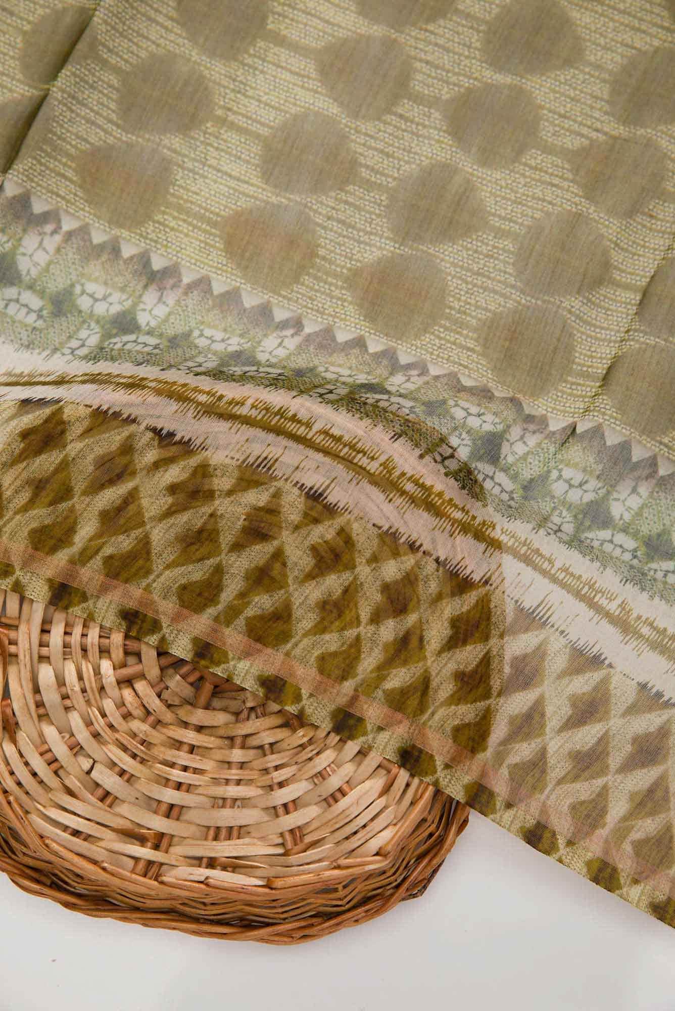 Green Chanderi Silk Dress Material