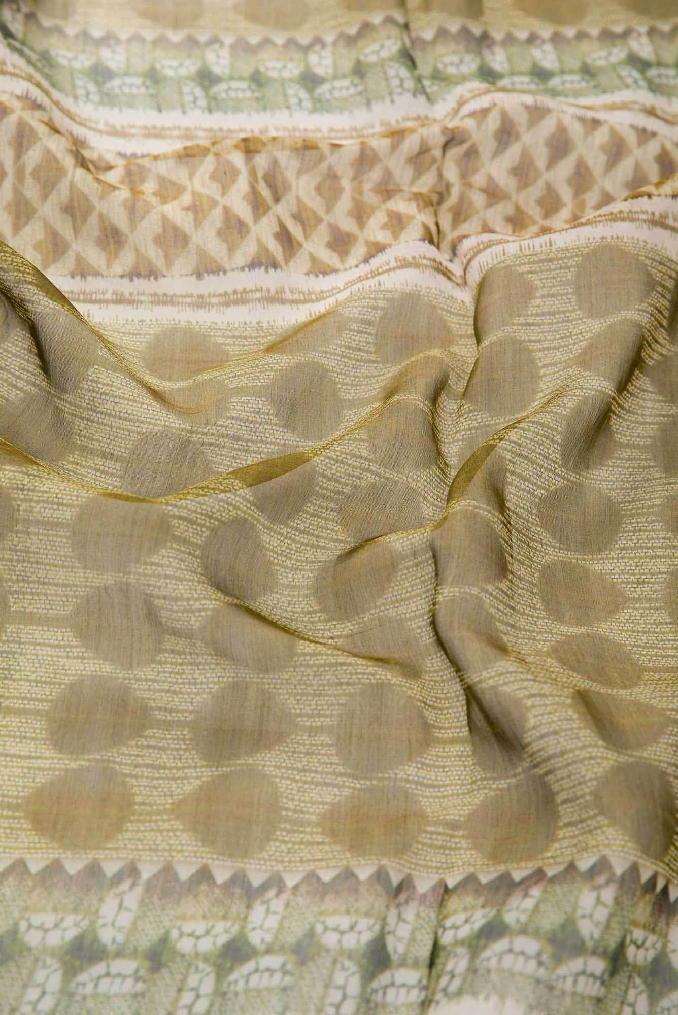 Green Chanderi Silk Dress Material