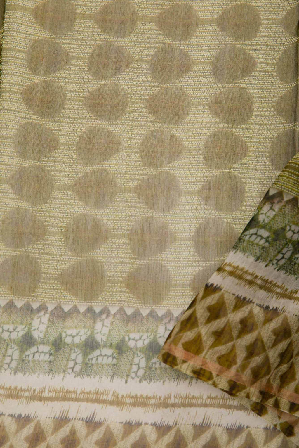 Green Chanderi Silk Dress Material