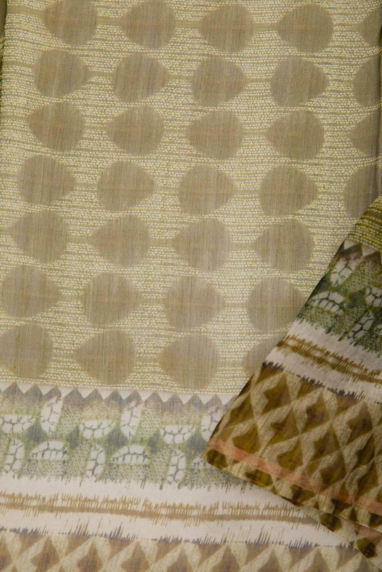 Green Chanderi Silk Dress Material