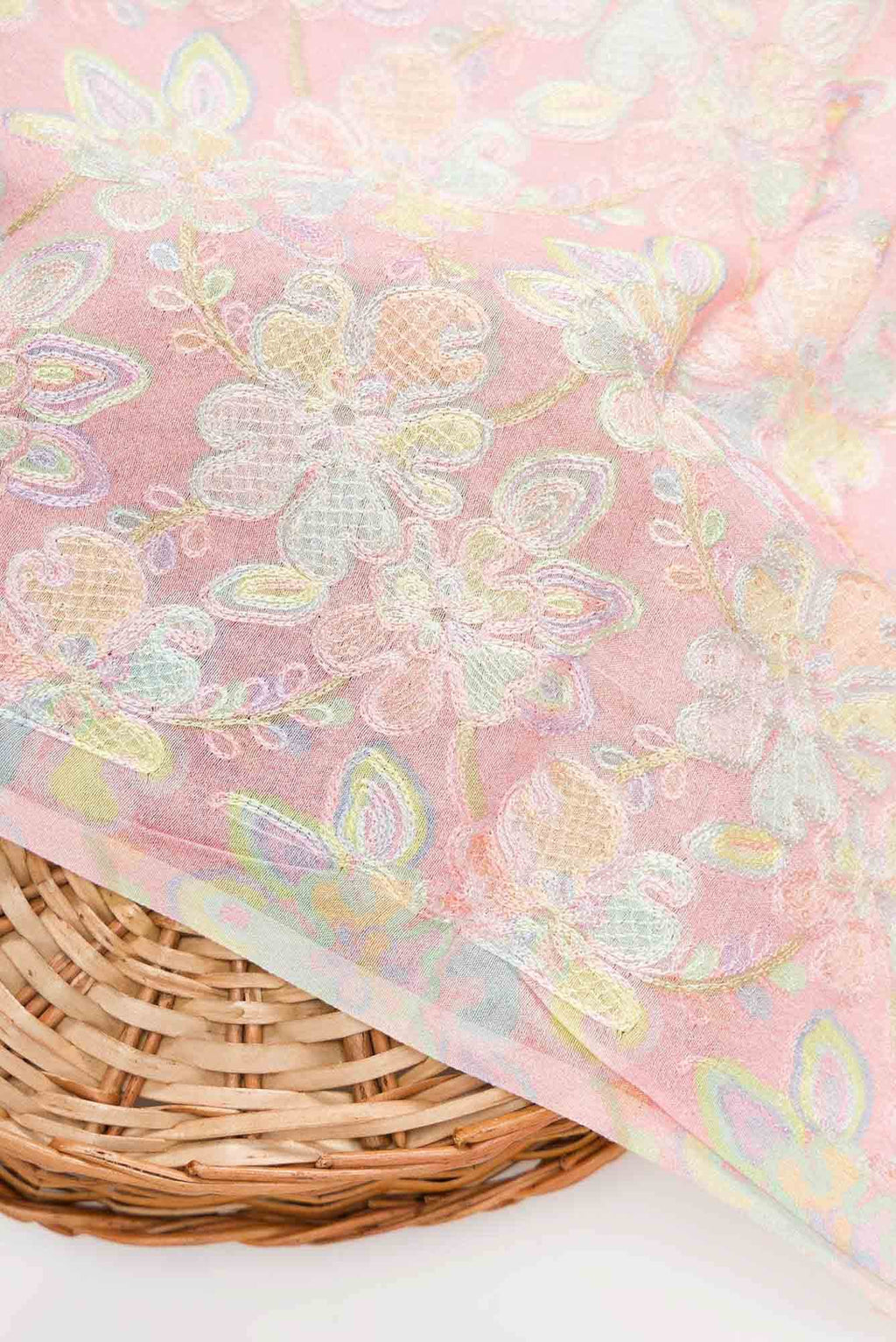 Pink Chanderi Silk Dress Material