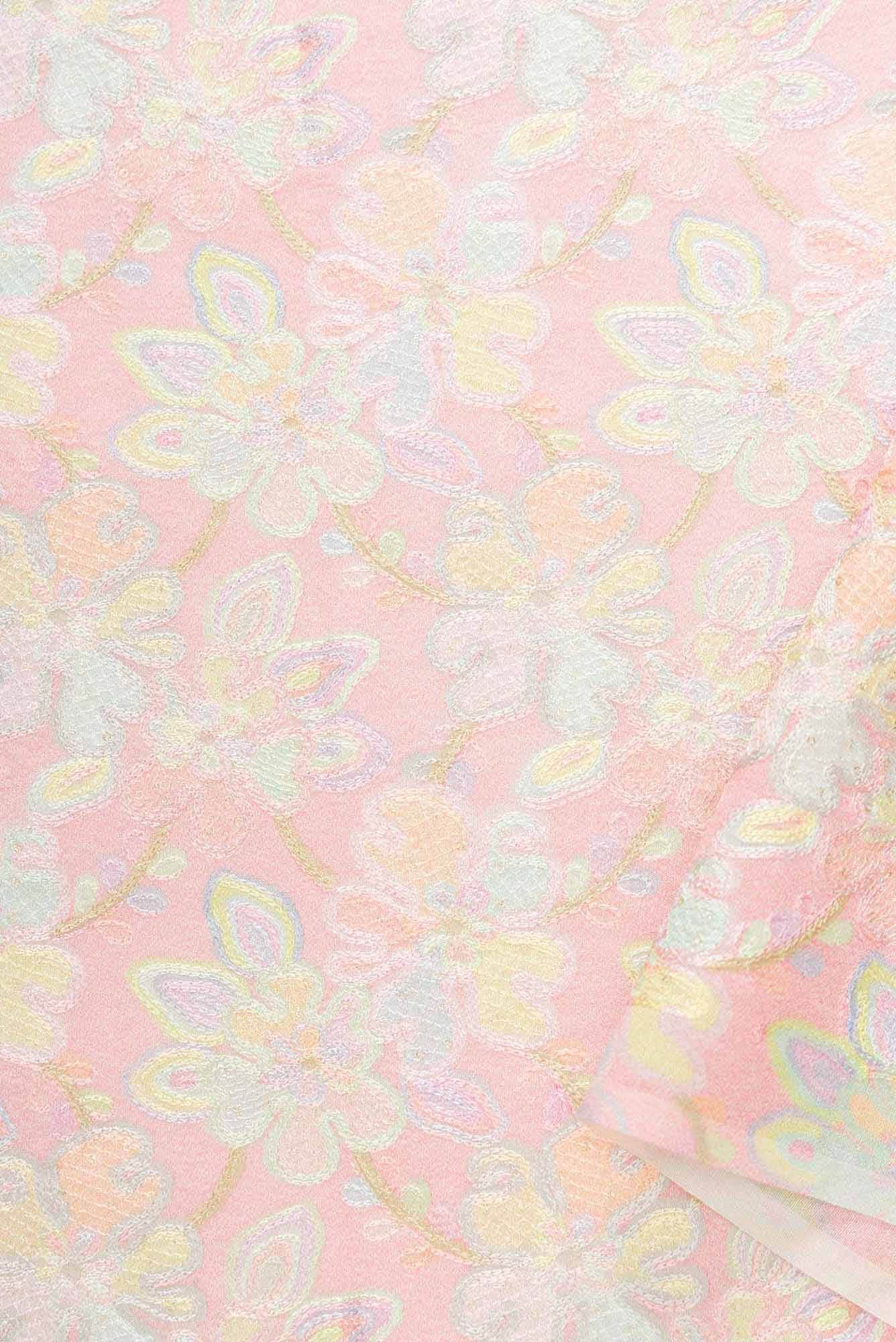 Pink Chanderi Silk Dress Material