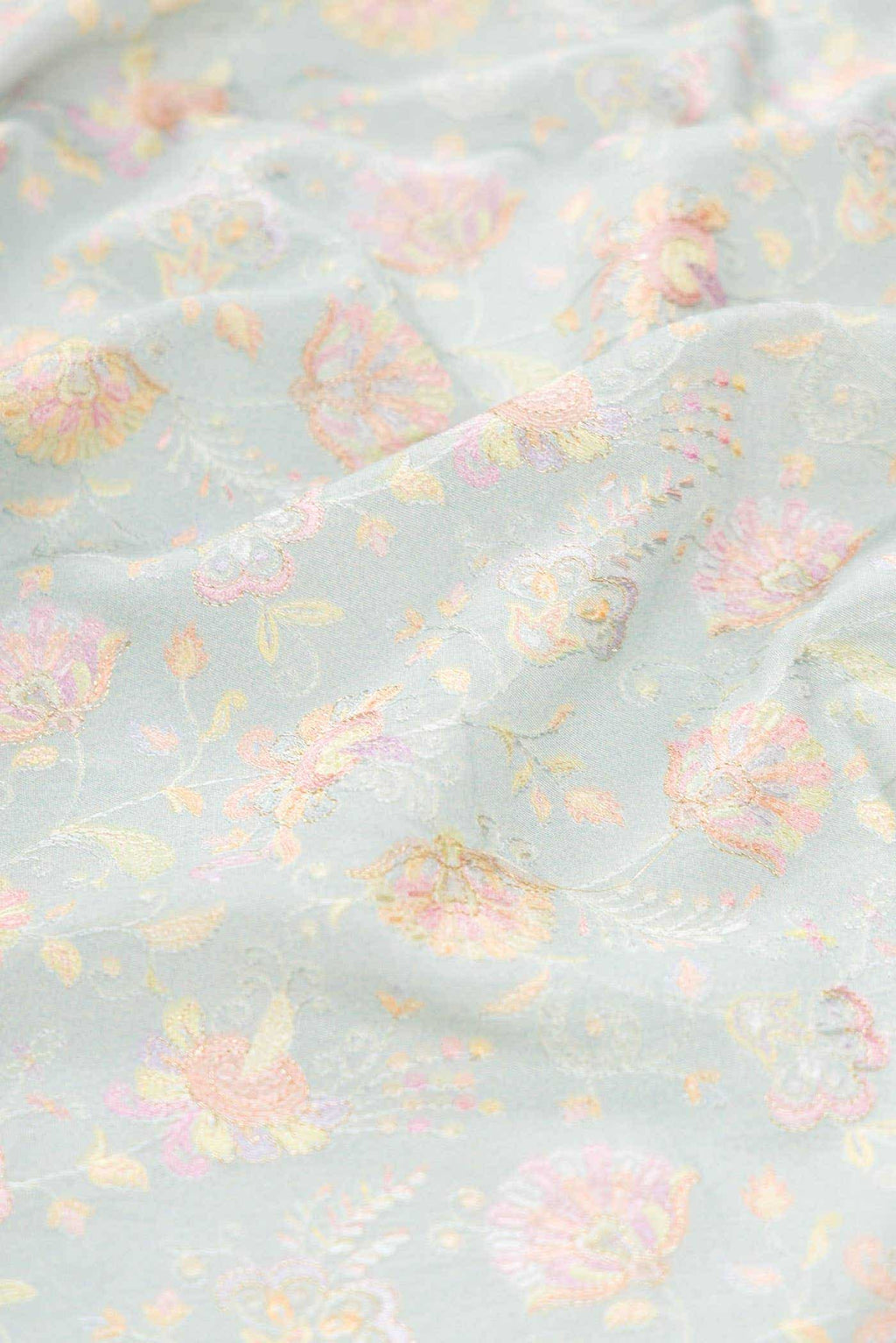Grey Chanderi Silk Dress Material