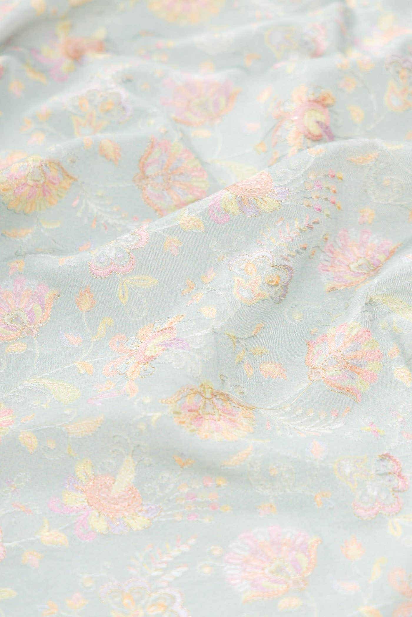 Grey Chanderi Silk Dress Material
