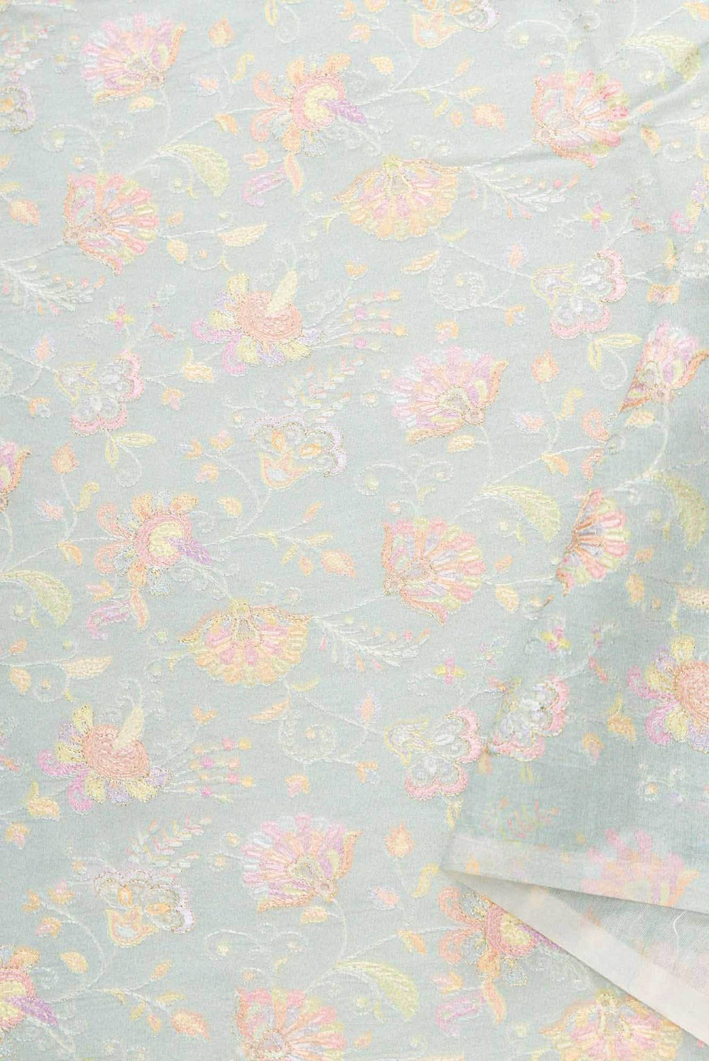 Grey Chanderi Silk Dress Material