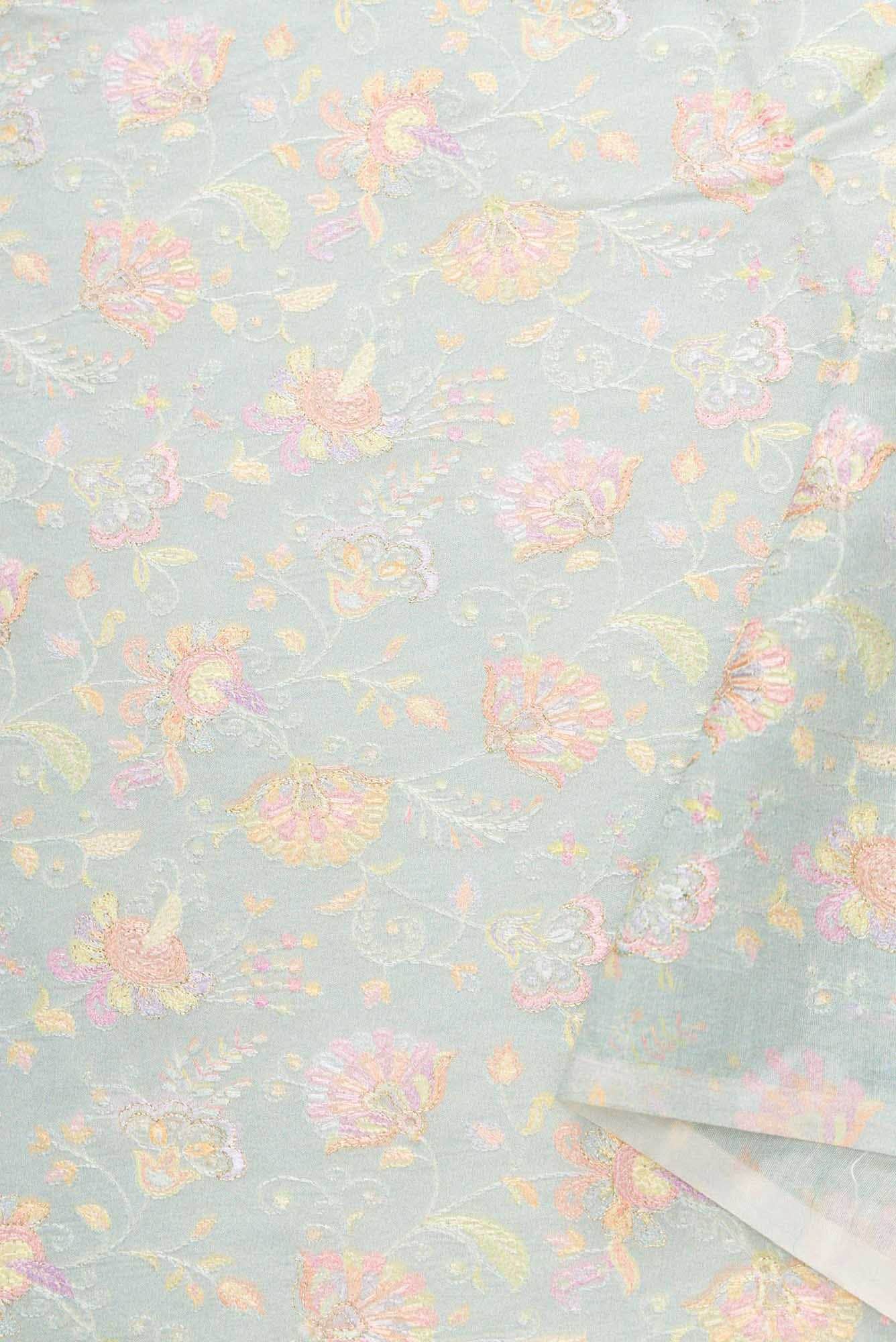 Grey Chanderi Silk Dress Material