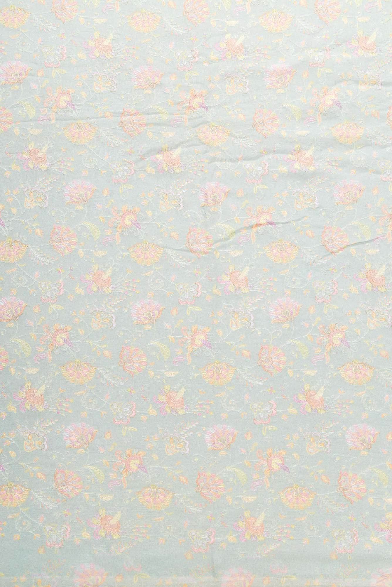 Grey Chanderi Silk Dress Material