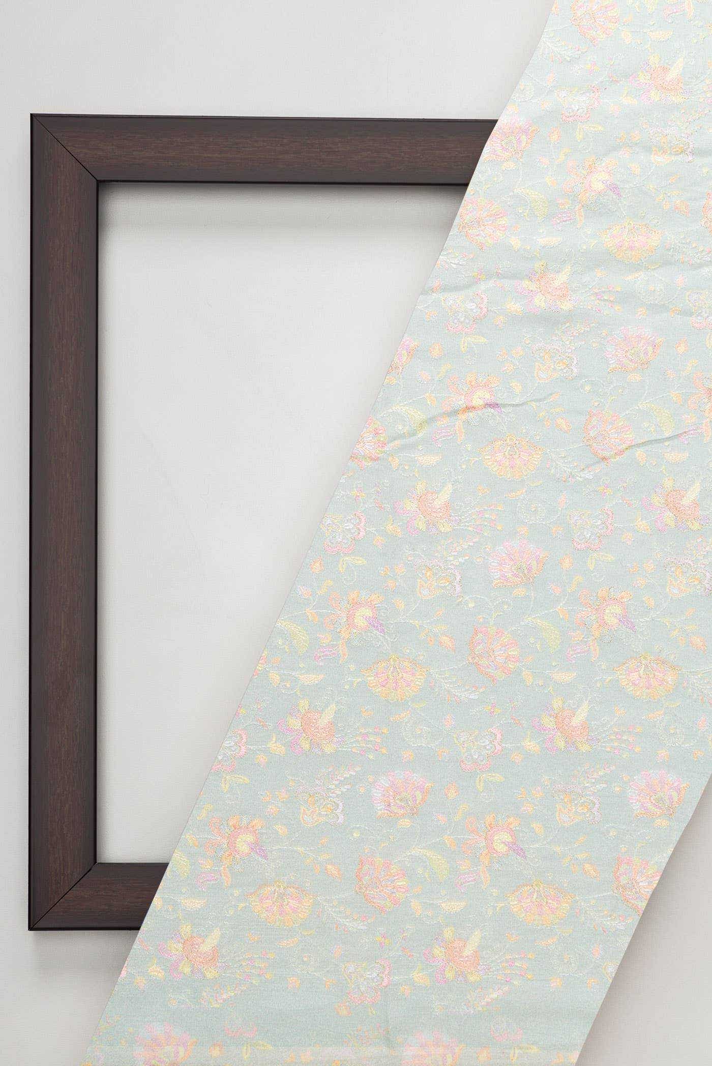 Grey Chanderi Silk Dress Material