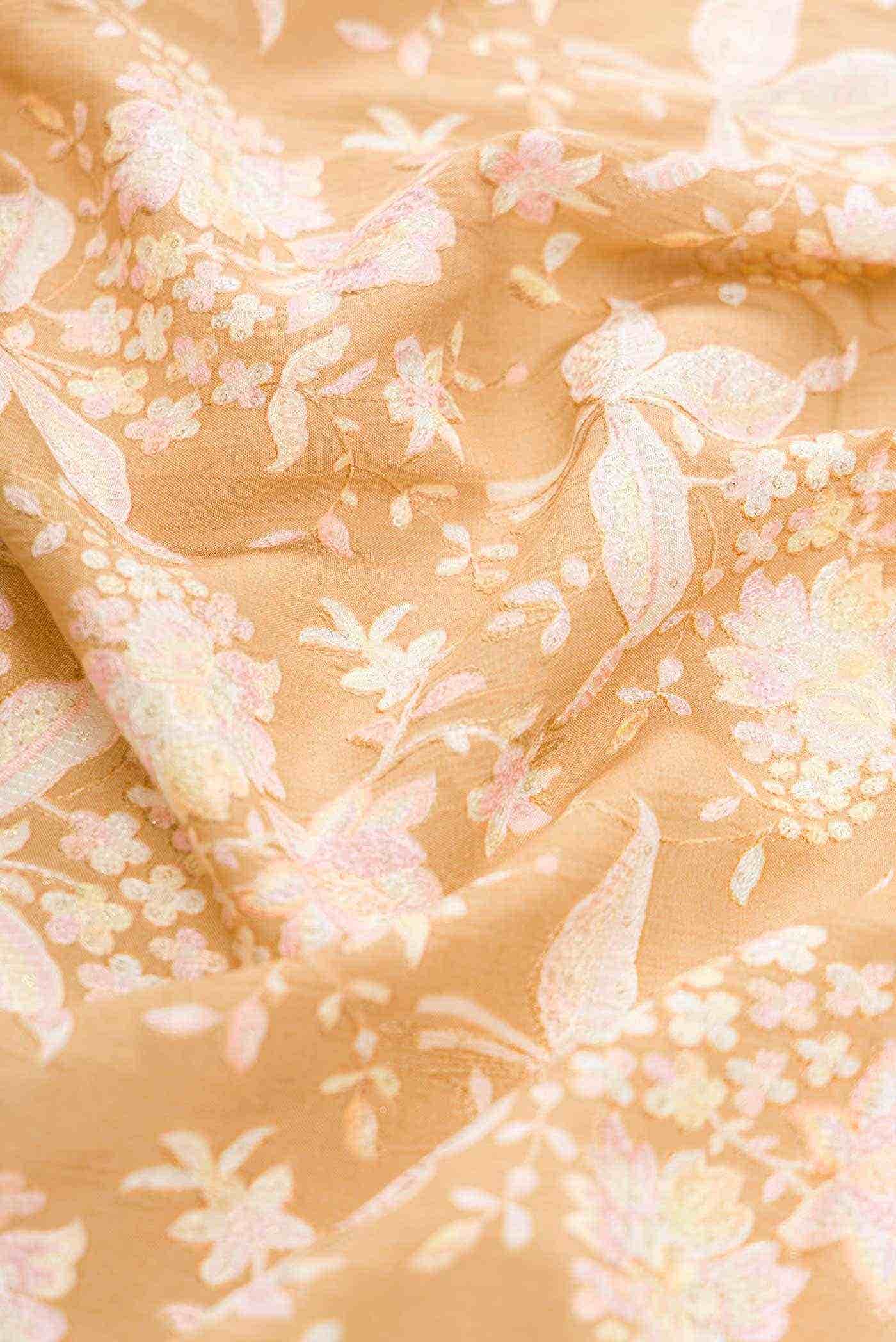 Brown Chanderi Silk Dress Material