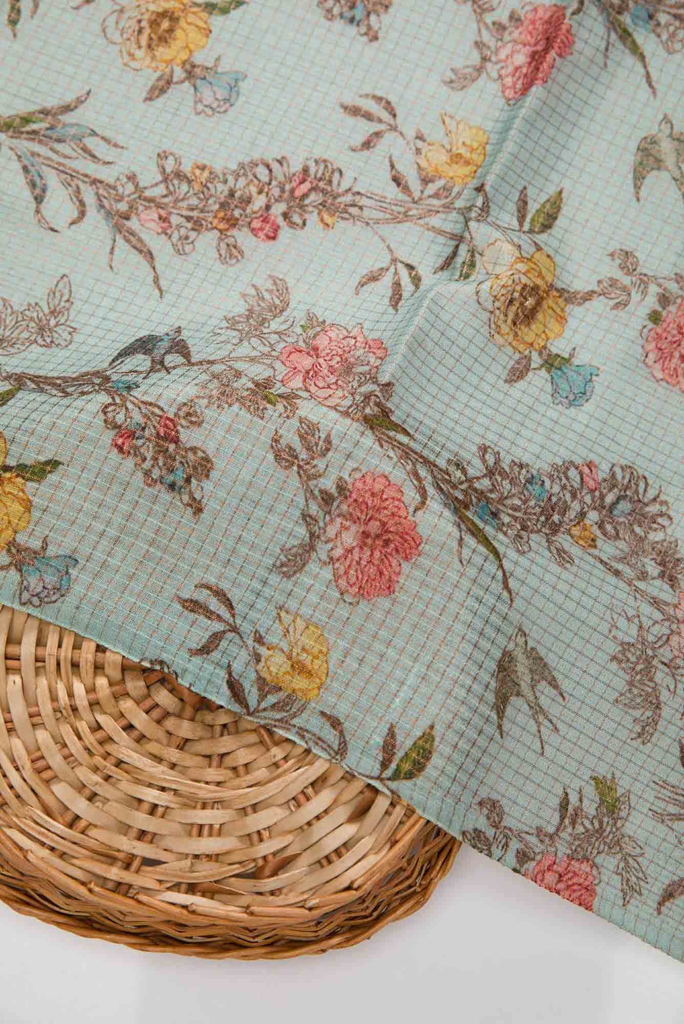 Blue Tussar Dress Material
