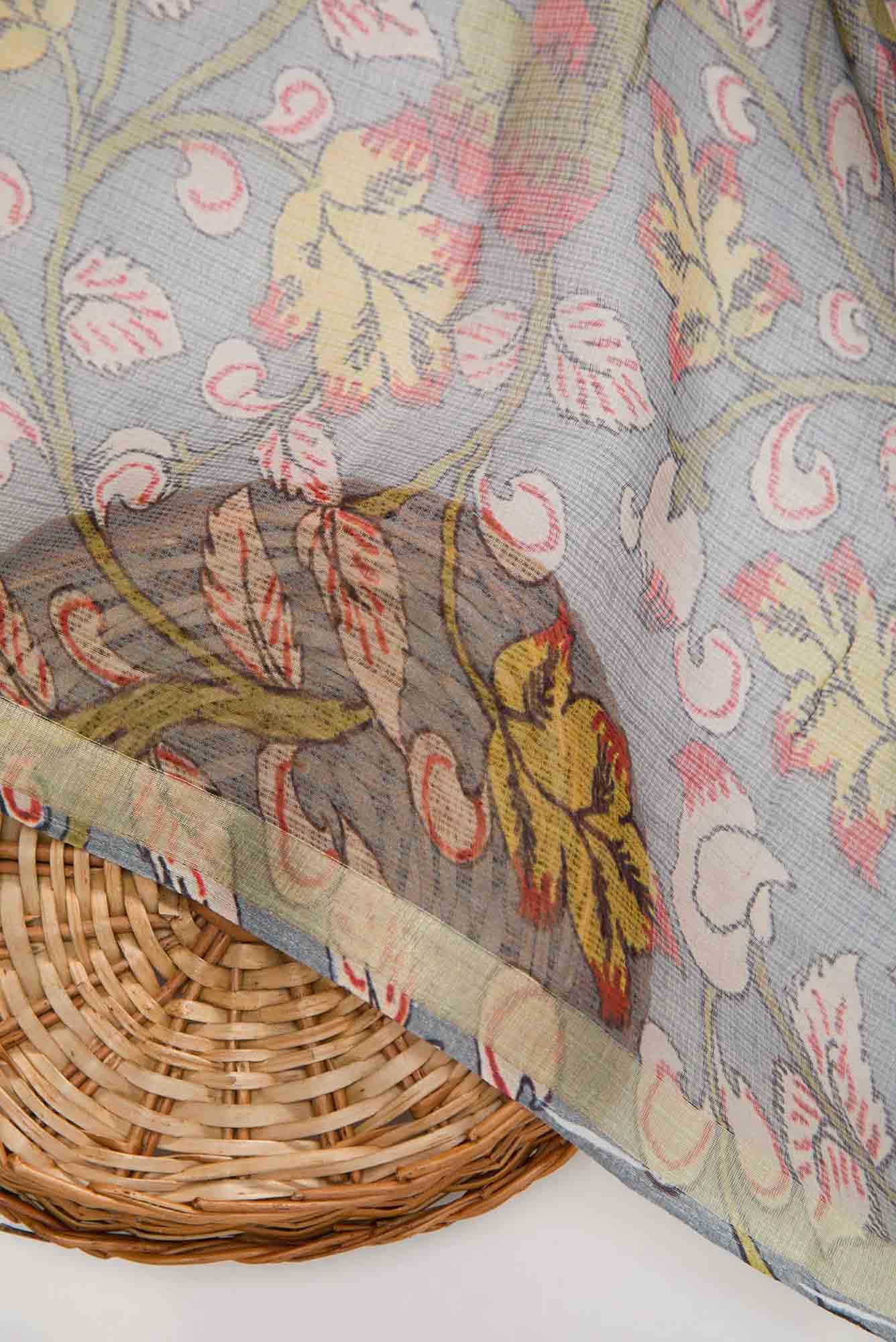Grey Kota Silk Dress Material