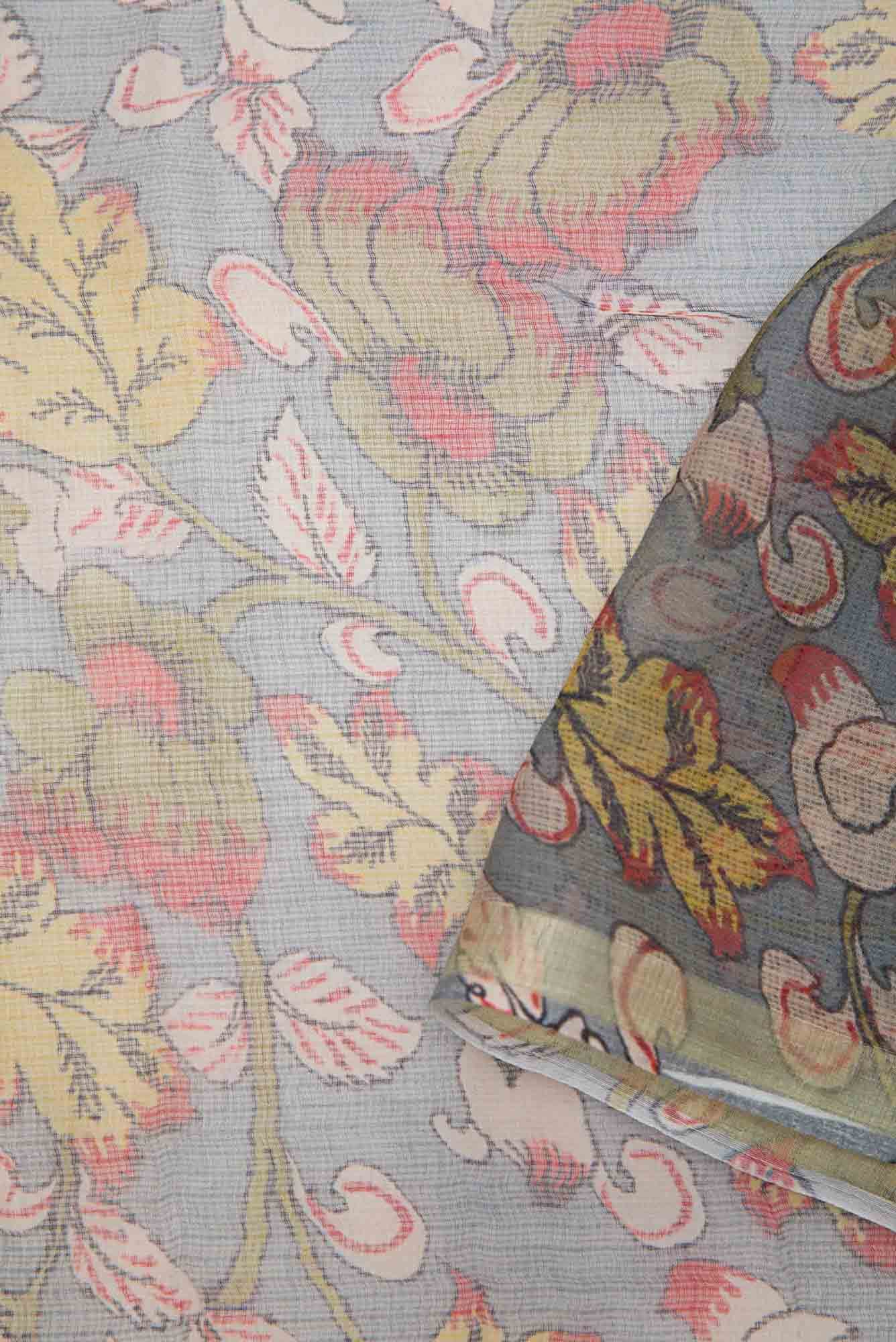 Grey Kota Silk Dress Material
