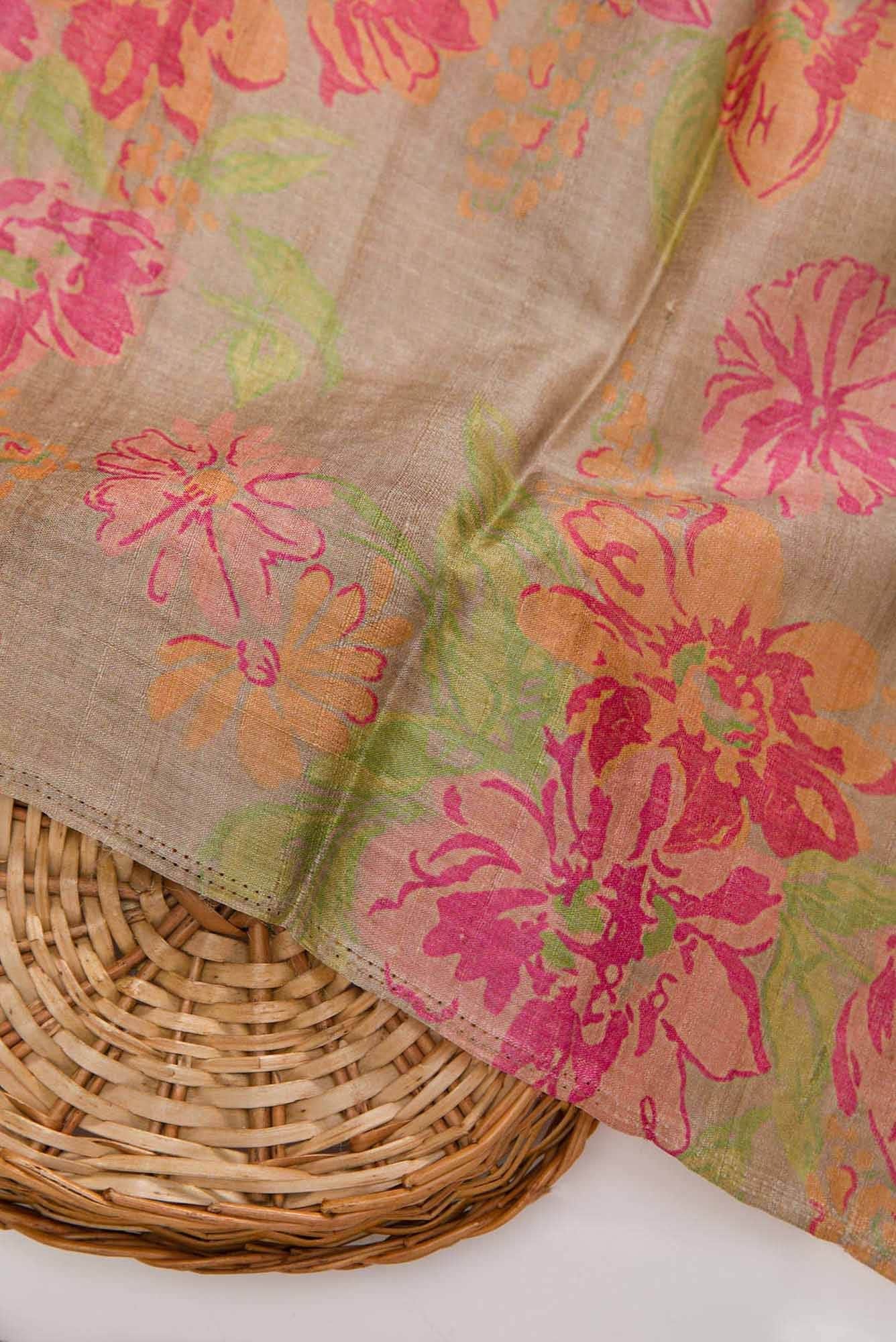 Brown Tussar Dress Material