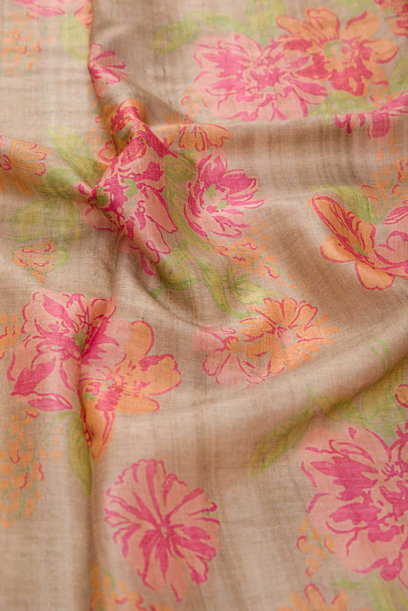 Brown Tussar Dress Material