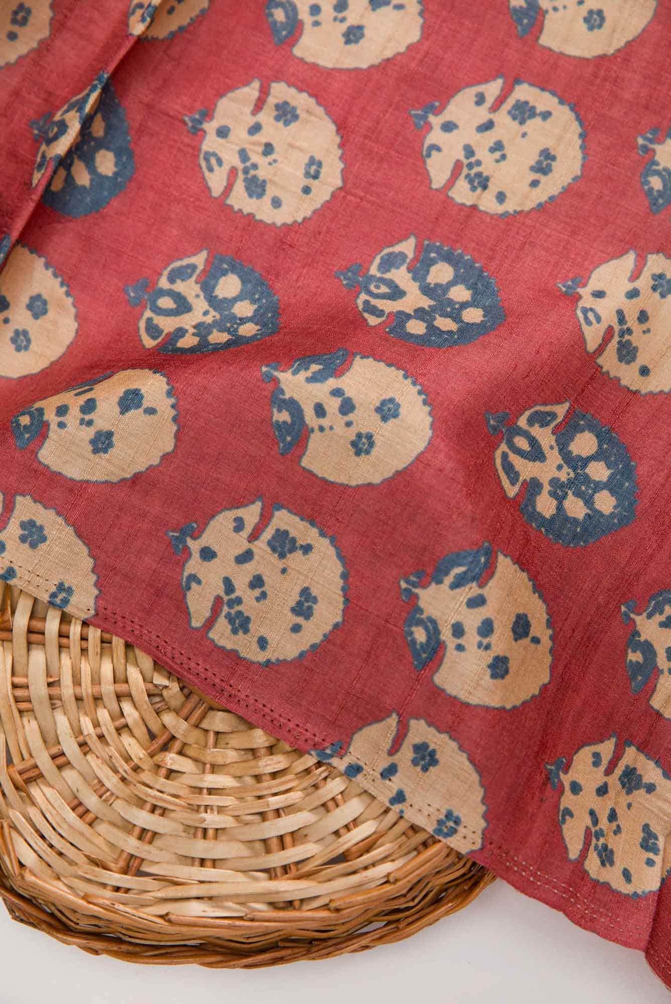 Maroon Tussar Silk Dress Material