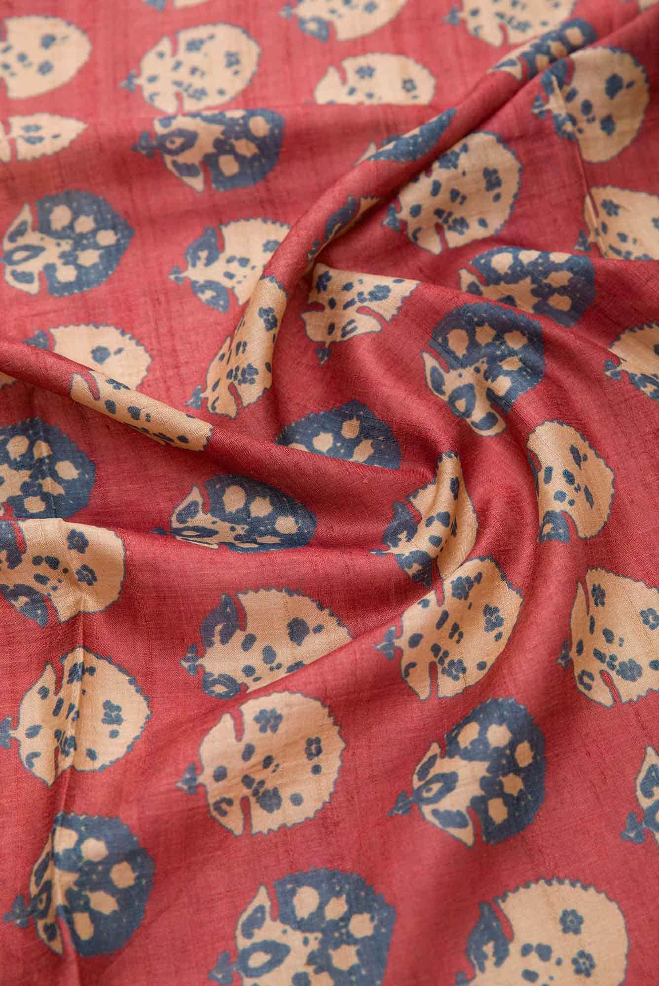 Maroon Tussar Silk Dress Material