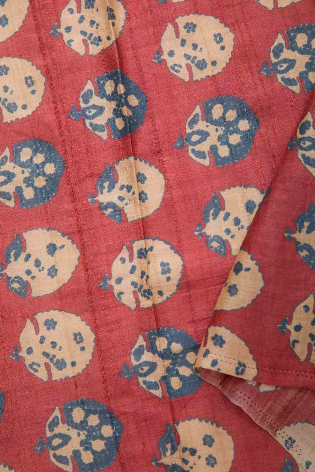 Maroon Tussar Silk Dress Material