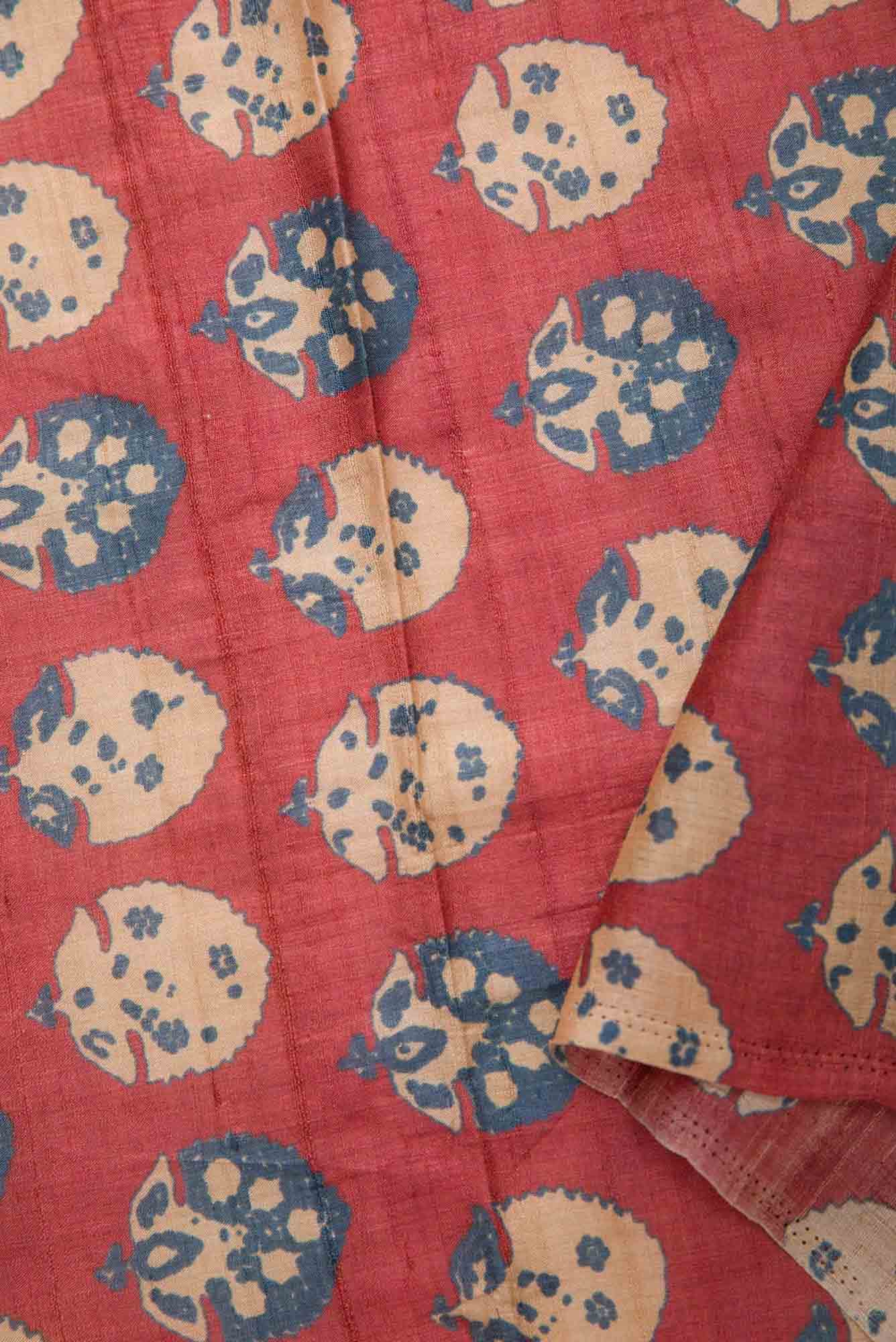 Maroon Tussar Silk Dress Material