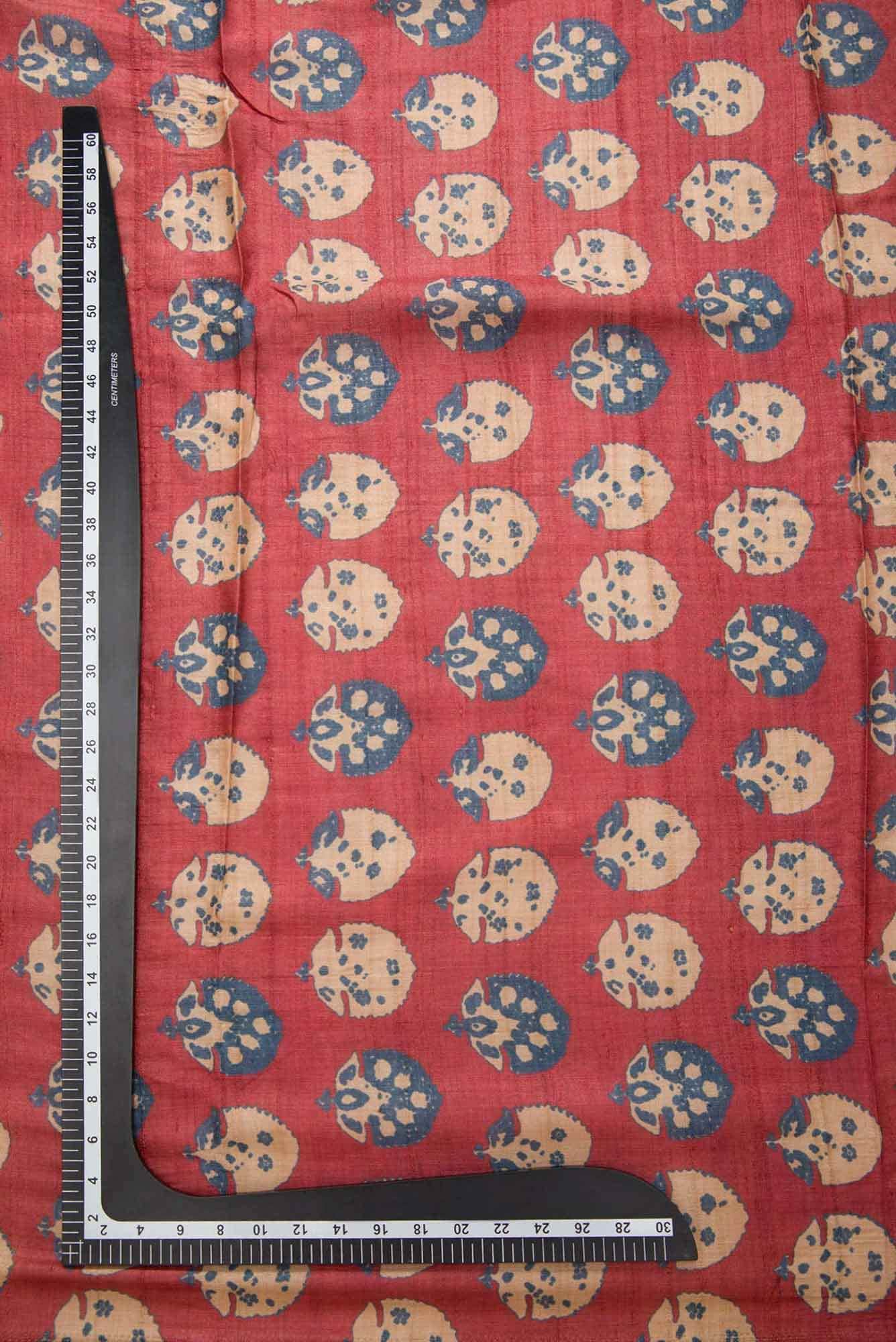 Maroon Tussar Silk Dress Material