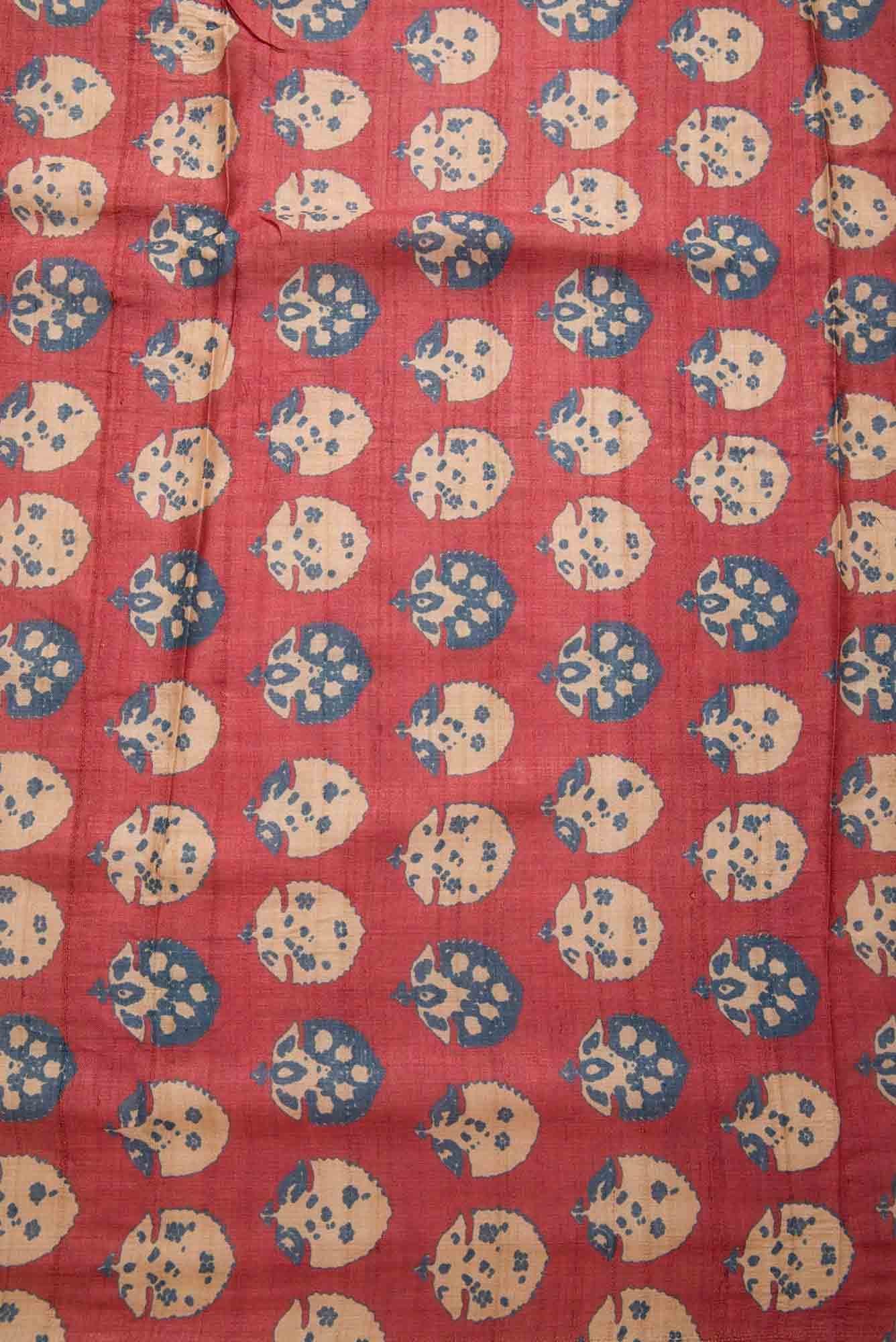 Maroon Tussar Silk Dress Material