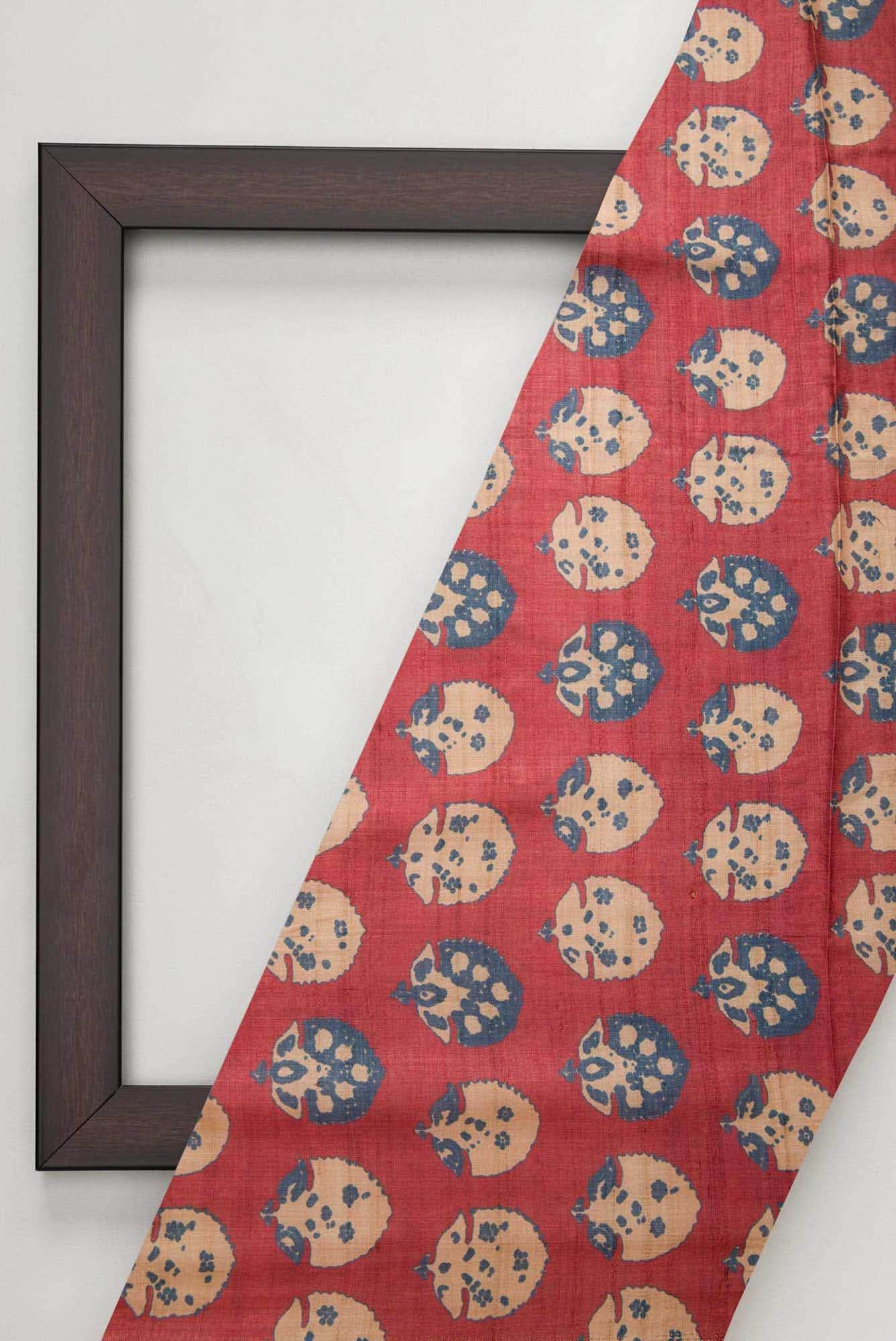 Maroon Tussar Silk Dress Material