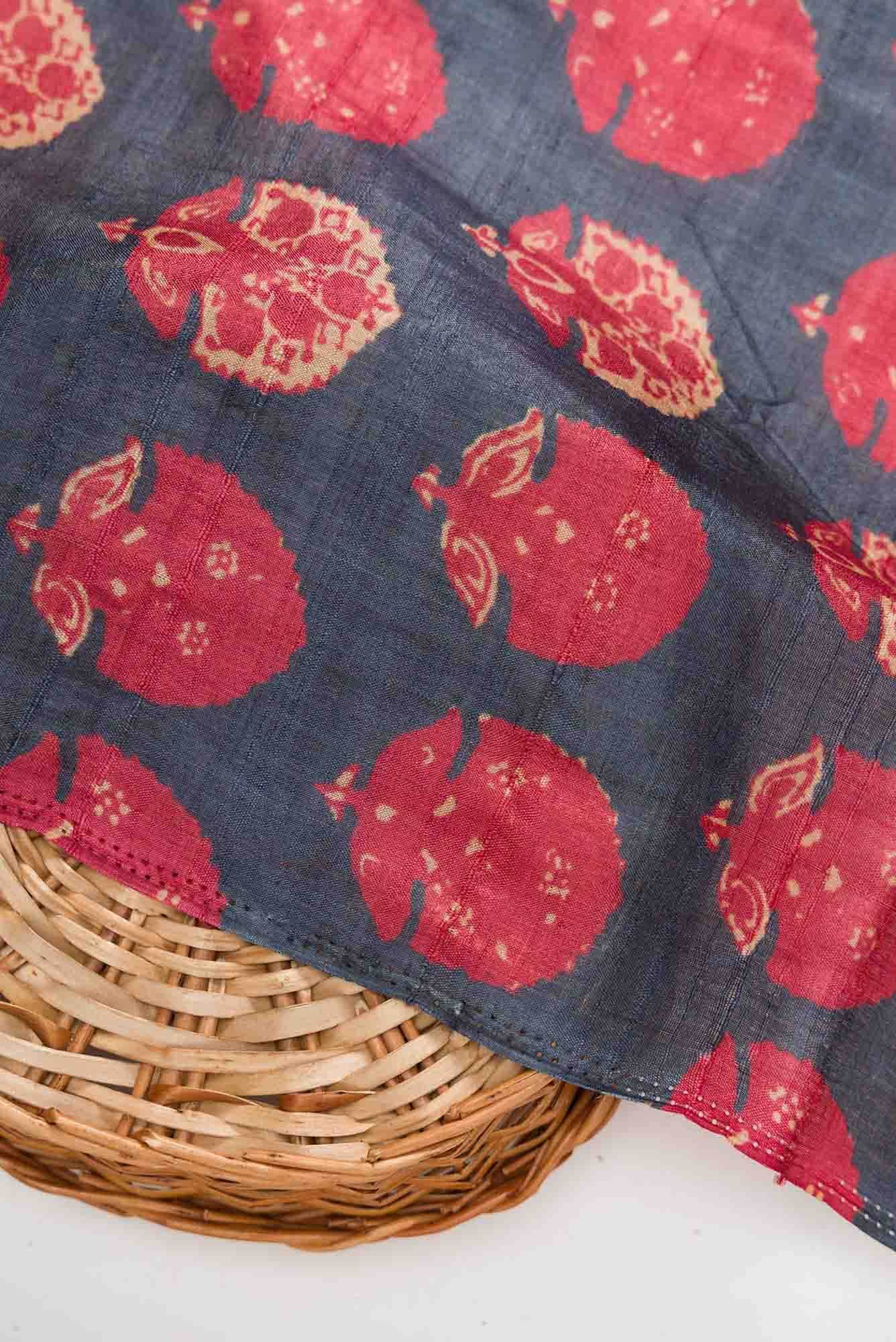 Grey Tussar Silk Dress Material