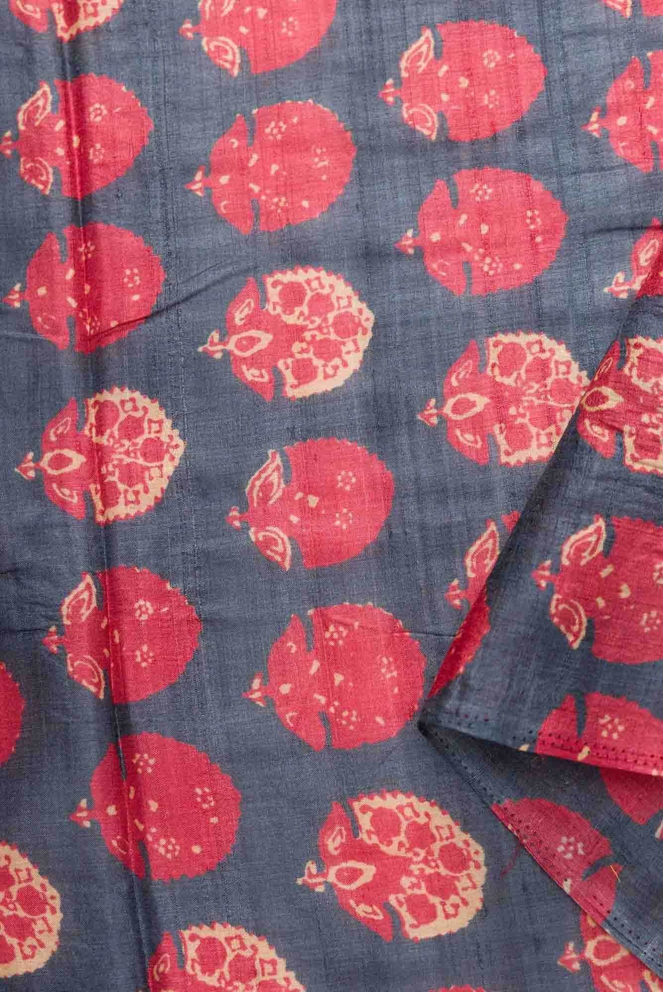Grey Tussar Silk Dress Material