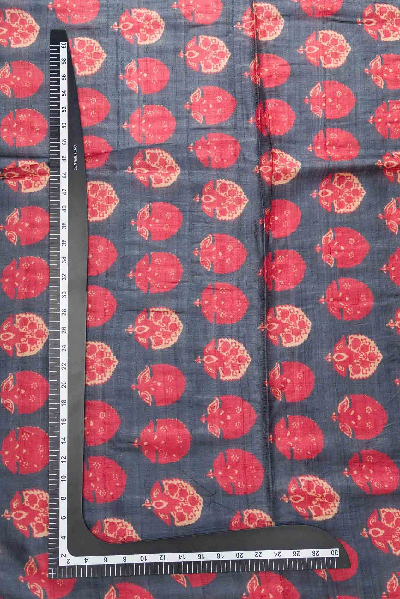 Grey Tussar Silk Dress Material