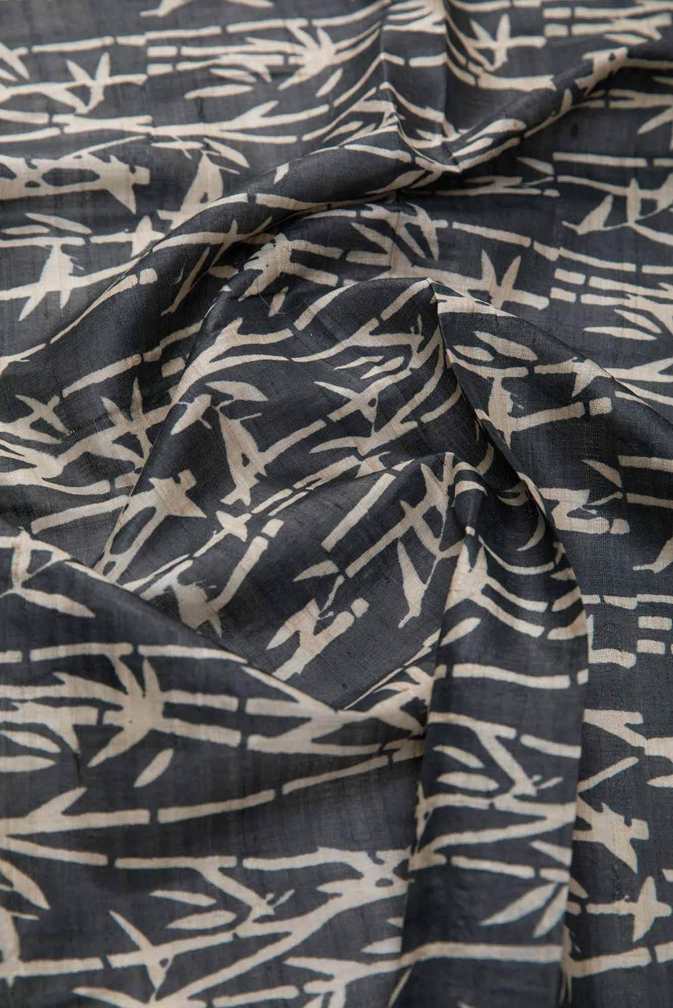 Black Tussar Silk Dress Material