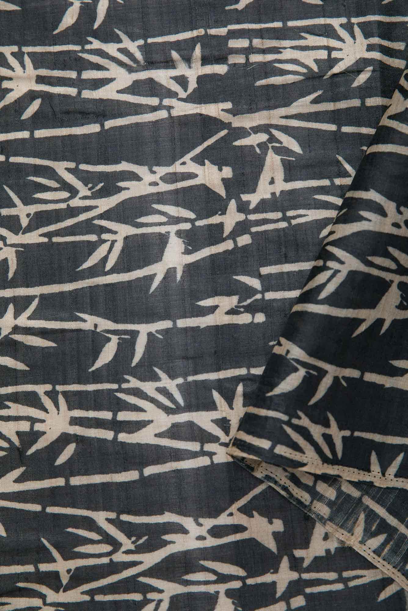 Black Tussar Silk Dress Material