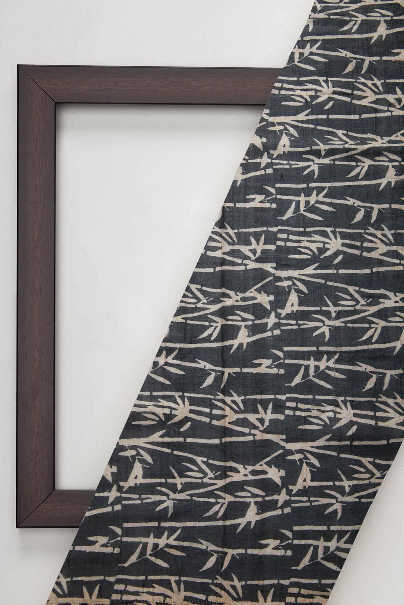 Black Tussar Silk Dress Material