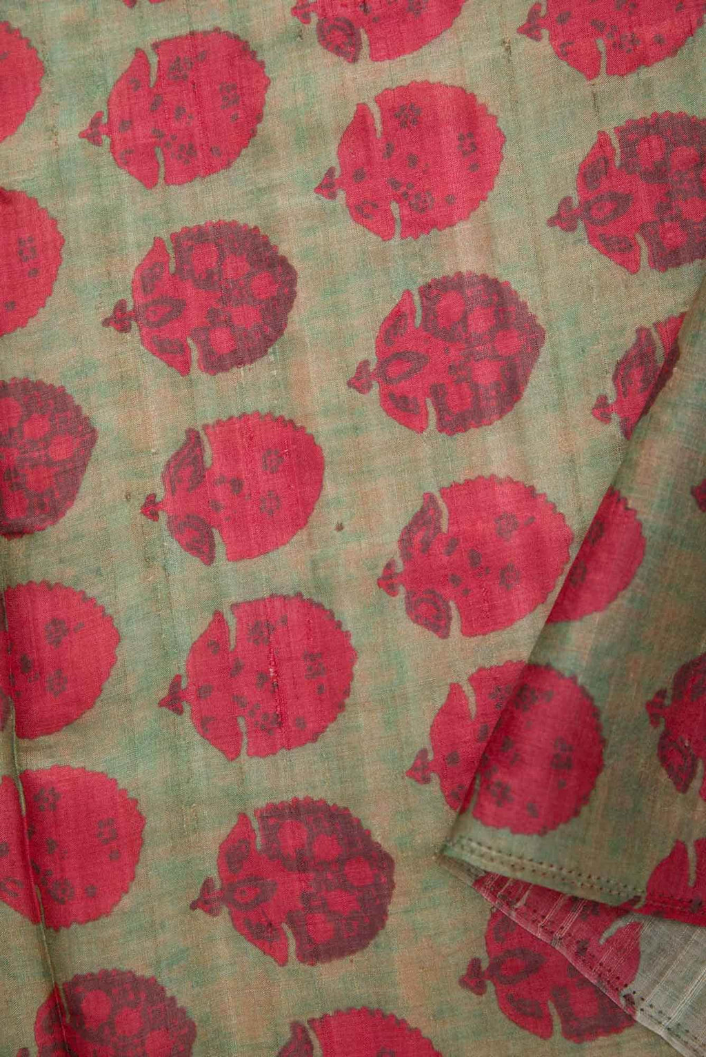 Green Tussar Silk Dress Material