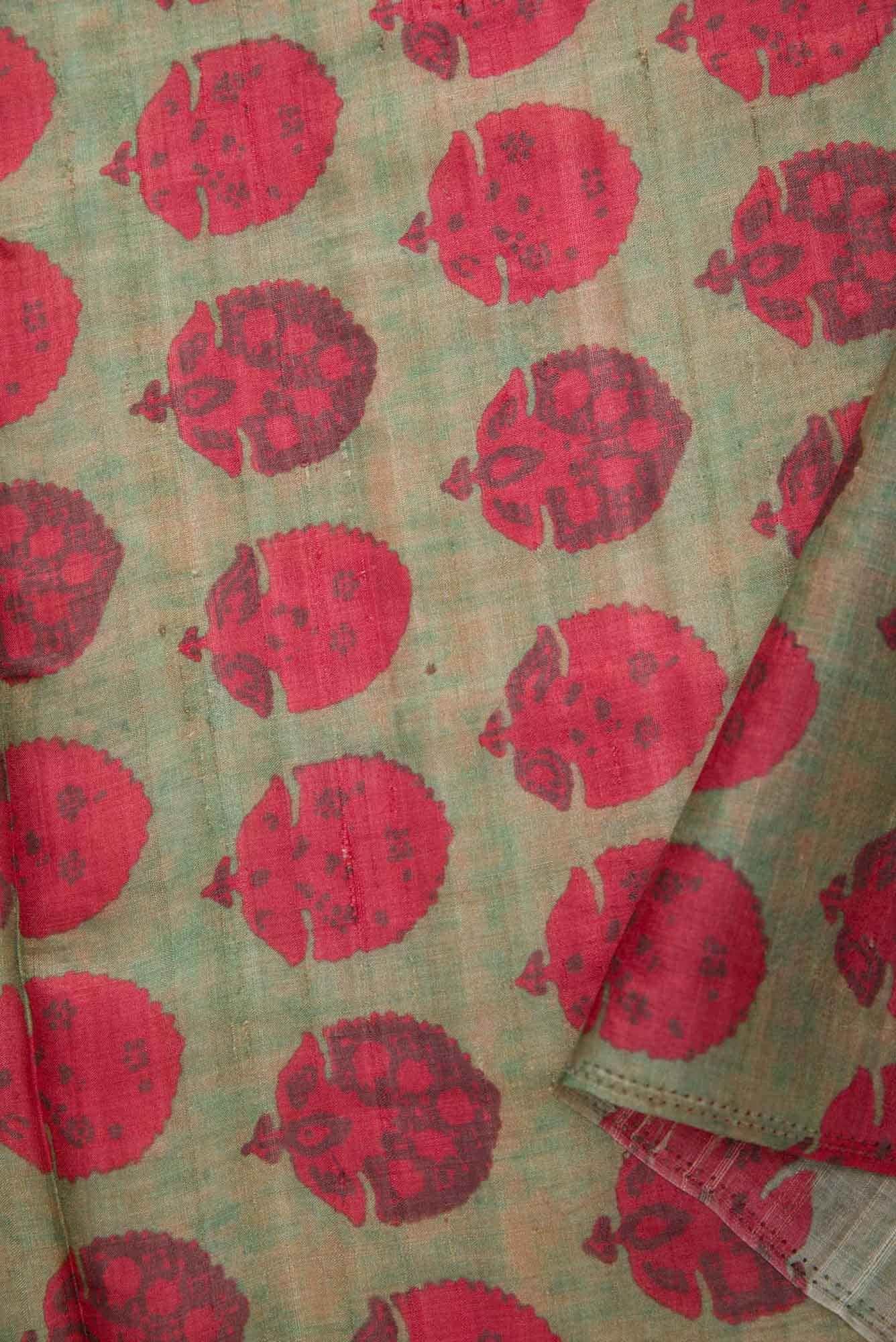 Green Tussar Silk Dress Material