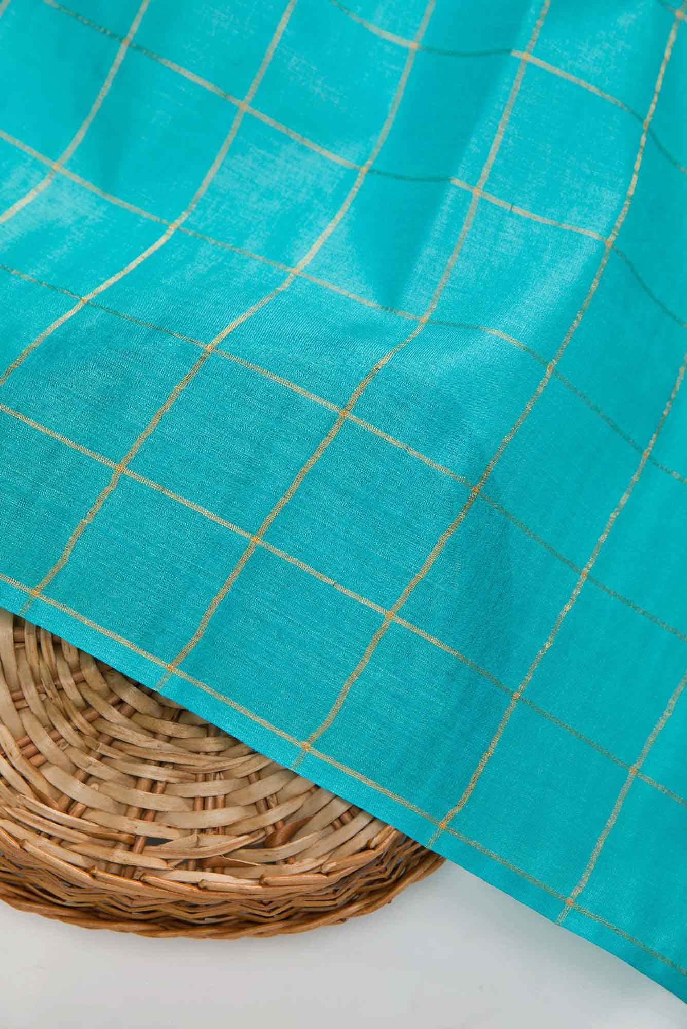 Sky Blue Tussar Silk Dress Material